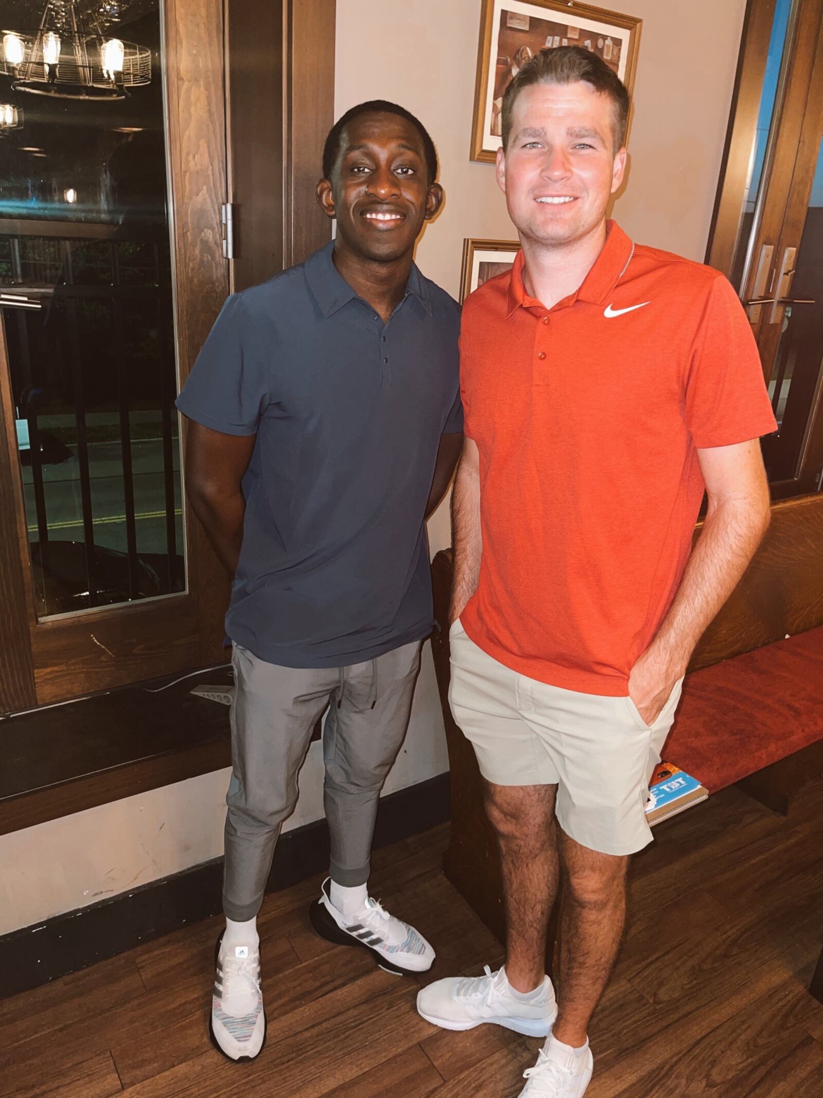 Red Scare coaches Jeremiah Bonsu (left) and Joey Gruden this past week as they readied for The Basketball Tournament. CONTRIBUTED