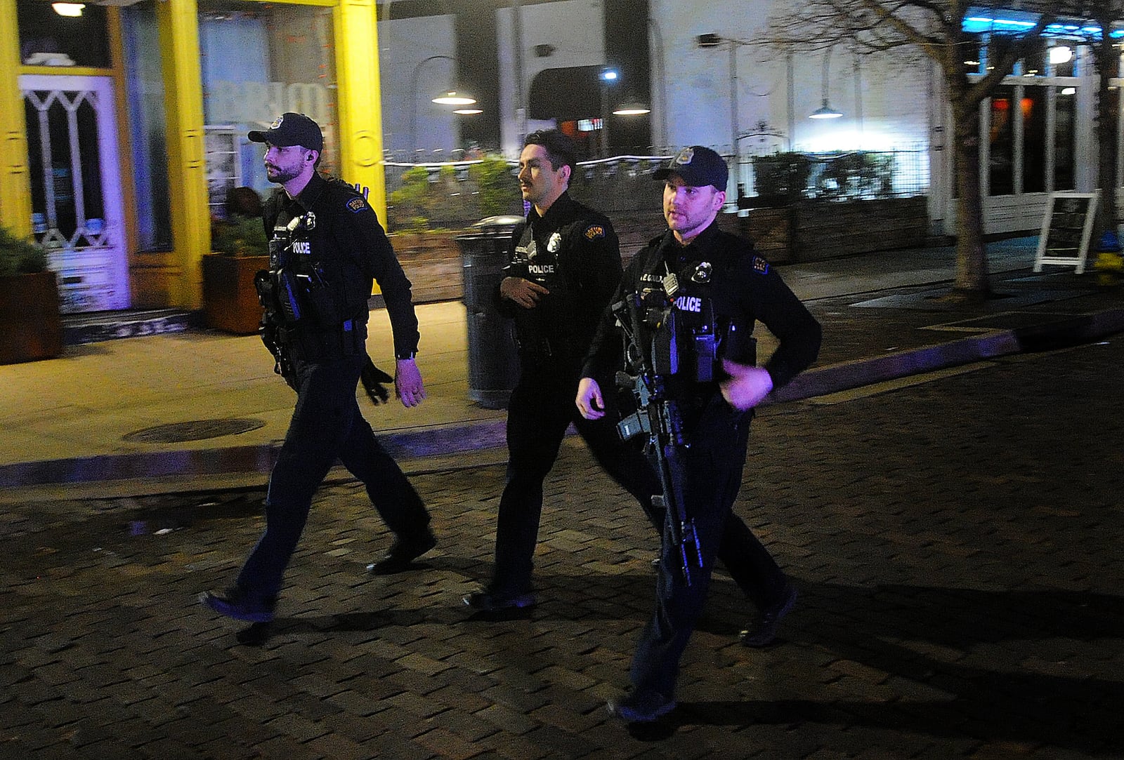 Dayton Police responded to a shots fired call near the Oregon district Saturday,  March 16, 2024. MARSHALL GORBY\STAFF