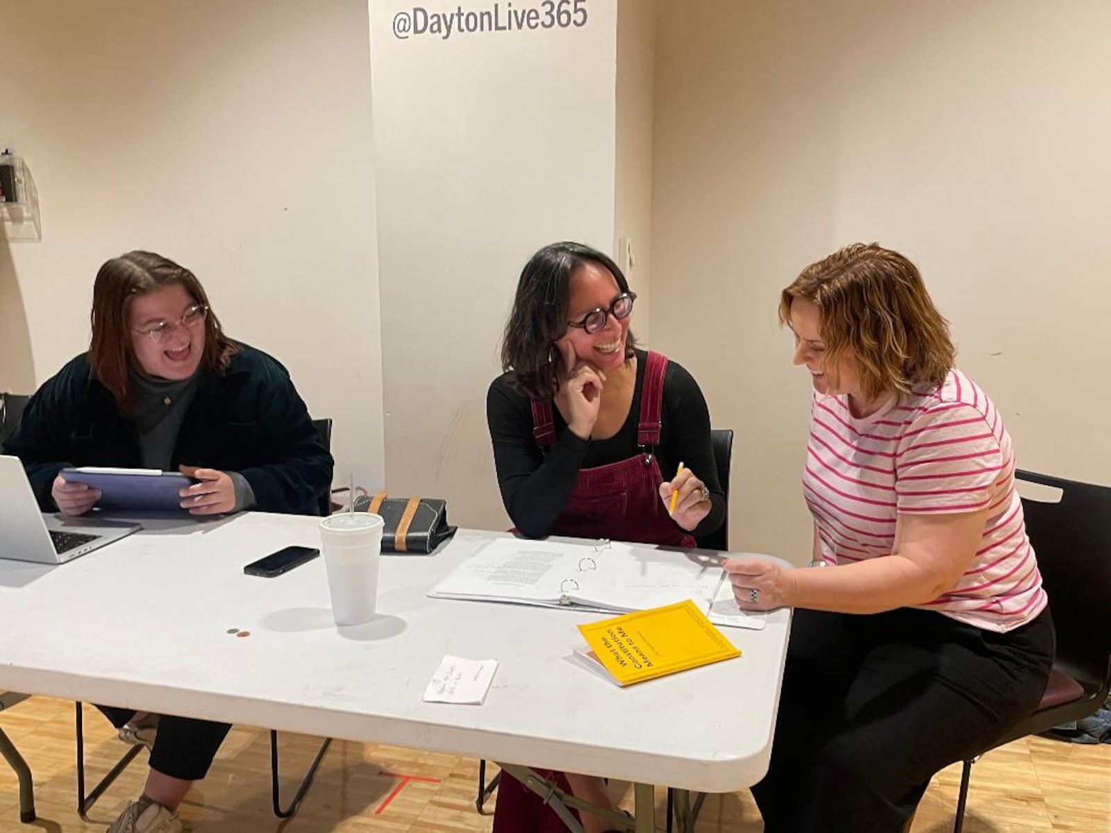 Left to right: Stage manager Grace Wagner, director Michelle Hayford and Magnolia founding artistic director Gina Handy Minyard. PHOTO BY RUSSELL FLORENCE JR.