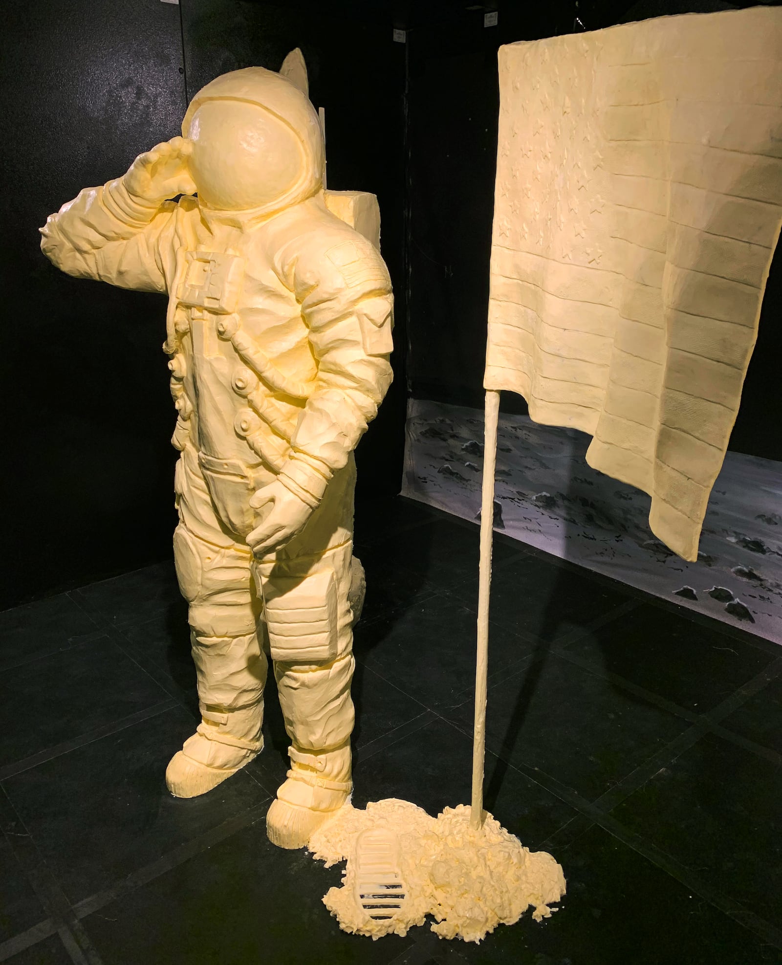 The moment Ohio native Neil Armstrong saluted the flag after planting it on the surface of the moon is commemorated in butter at the Ohio State Fair 50 years after the Apollo 11 mission. CONTRIBUTED BY THE OHIO STATE FAIR