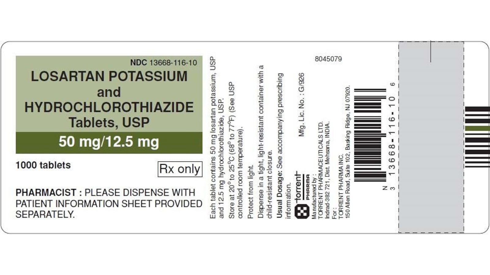 Torrent Pharmaceuticals Limited has expanded its recall of Losartan potassium tablets.