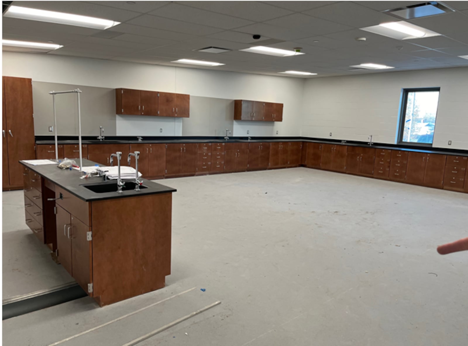 This is one of the new science classrooms that students will be using at Franklin High School. The new building opens in March 2024.  ED RICHTER/STAFF