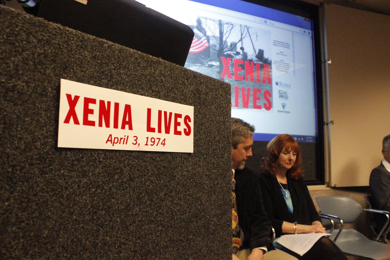 People gather to commemorate the 40th anniversary of the Xenia tornado. STAFF/MIKE BURIANEK