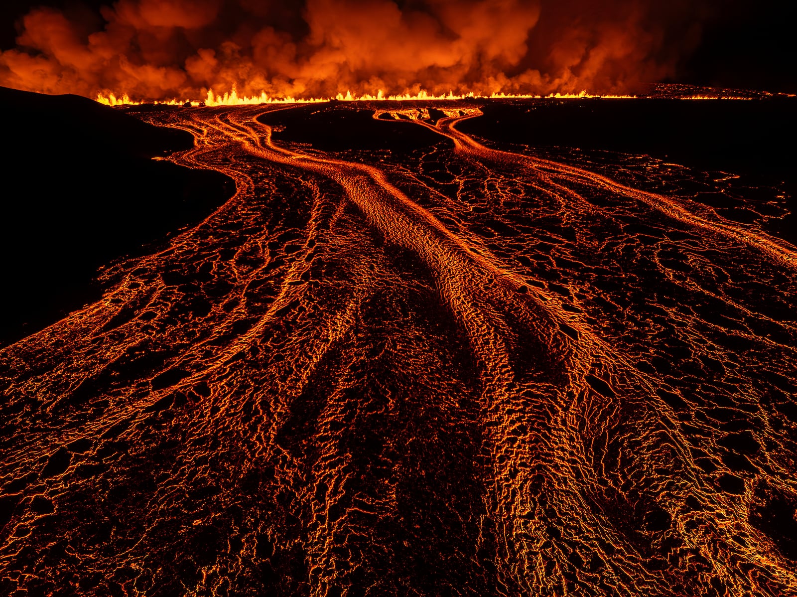 A new volcanic eruption that started on the Reykjanes Peninsula in Iceland, Wednesday, Nov.20, 2024. (AP Photo/Marco di Marco)