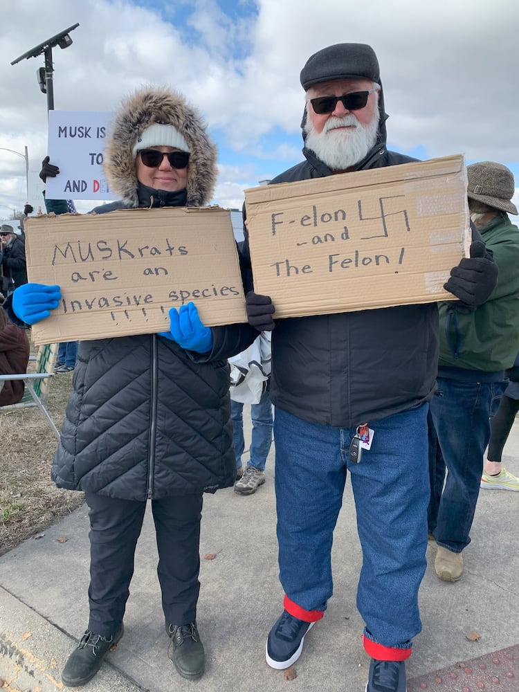 Tesla protest Moraine 2025