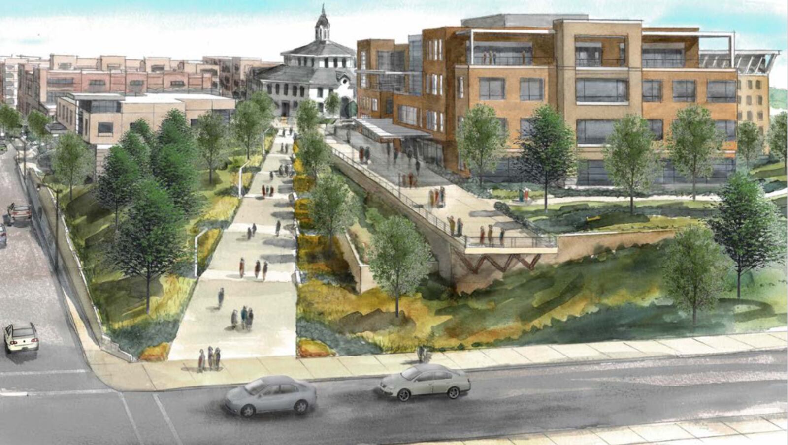 A conceptual rendering of the former Montgomery County fairgrounds site in Dayton. CONTRIBUTED