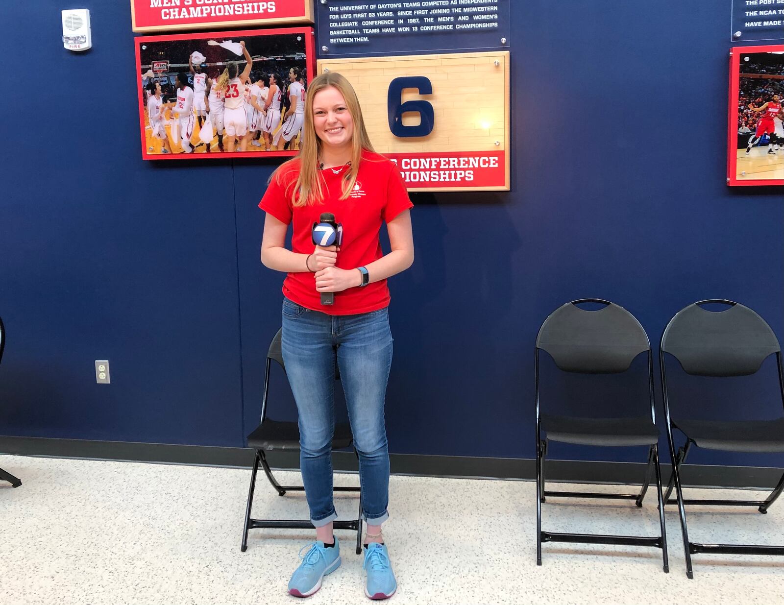 Katherine Kohnen, 21, of Dayton speaks after getting her COVID-19 vaccine at the University of Dayton Arena on Sunday April 11, 2021. Kohnen is a junior majoring in pre-med and psychology at UD. LYNN HULSEY/STAFF