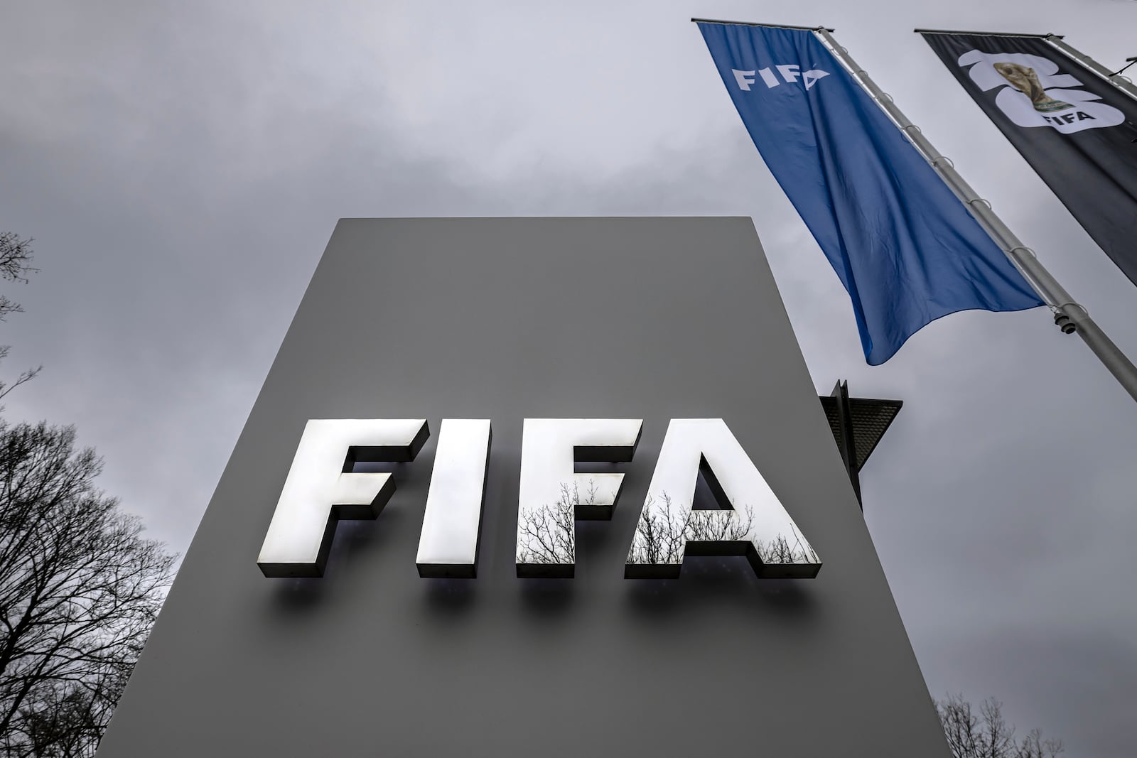 A sign of the soccer association FIFA is seen at the headquarters in Zurich, Switzerland, Wednesday, Dec. 11, 2024. (Michael Buholzer/Keystone via AP)