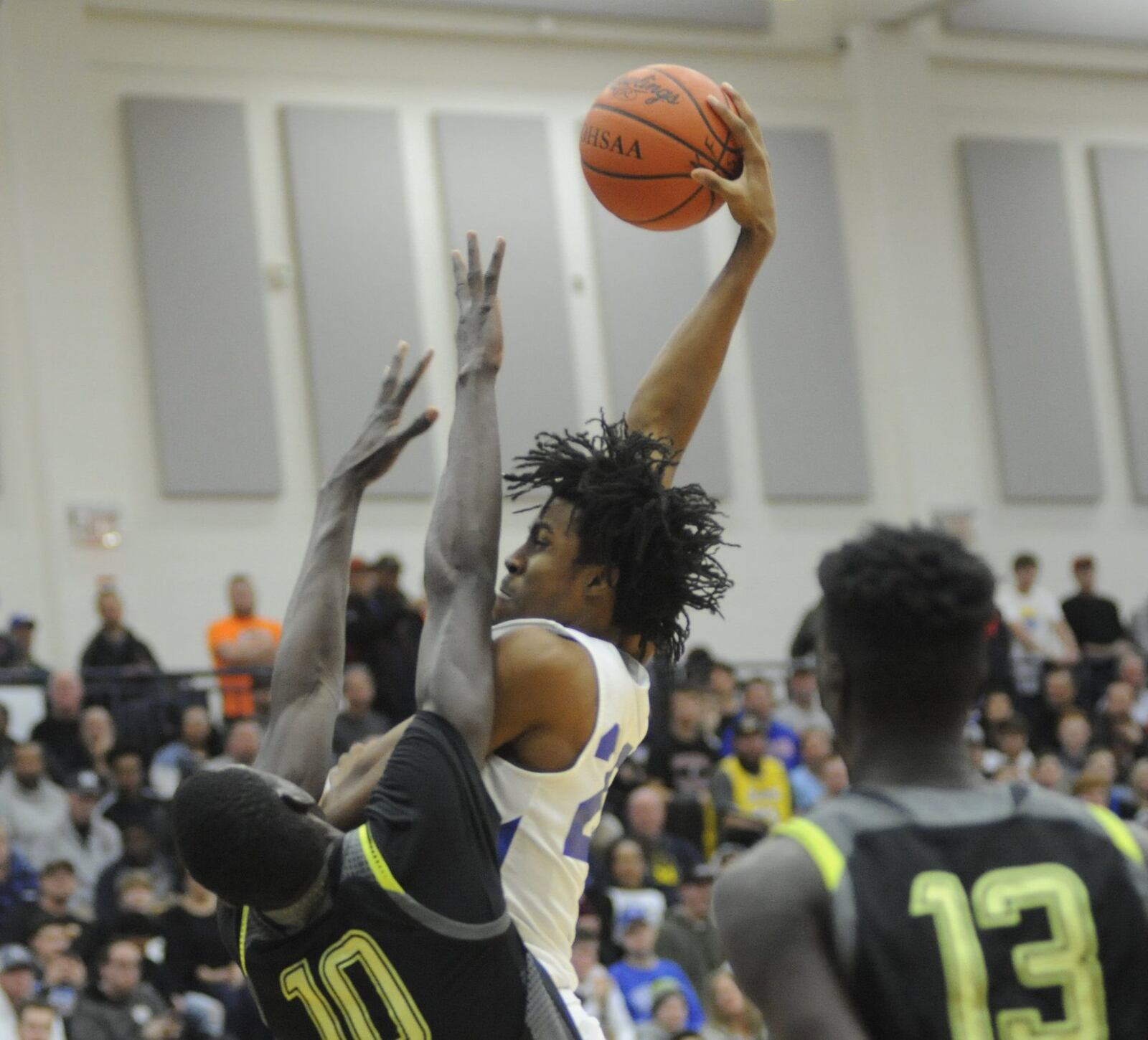 Spire’s Isaiah Jackson goes in for a slam. Prolific Prep defeated Spire Academy 94-59 in Flyin’ to the Hoop at Trent Arena on Monday, Jan. 21, 2019. MARC PENDLETON / STAFF