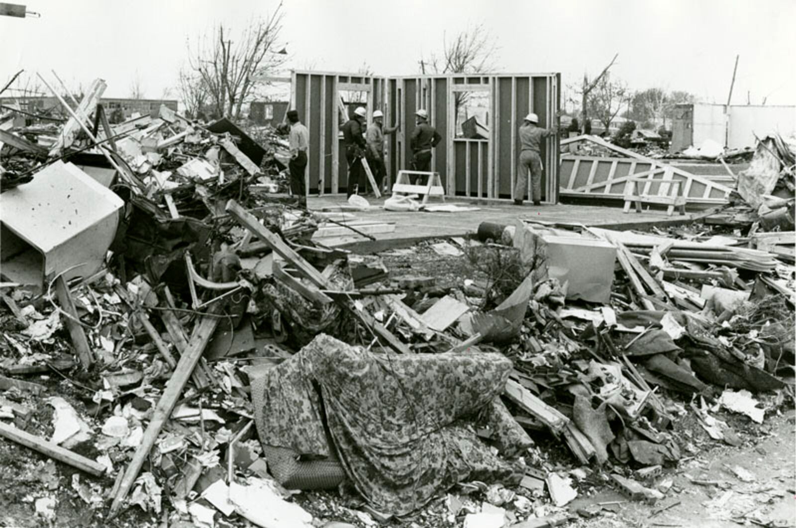 On April 3, 1974 an F-5 tornado tore through the heart of Xenia, killing 33 people and injuring more than 1,300 others. It bulldozed a path more than a half-mile wide, destroying or damaging more than 1,400 buildings, including 1,200 homes, dozens of businesses, 10 churches, and several schools. By the time it lifted into the sky near Cedarville, it left behind more than $100 million of damage in Greene County. DAYTON DAILY NEWS ARCHIVE