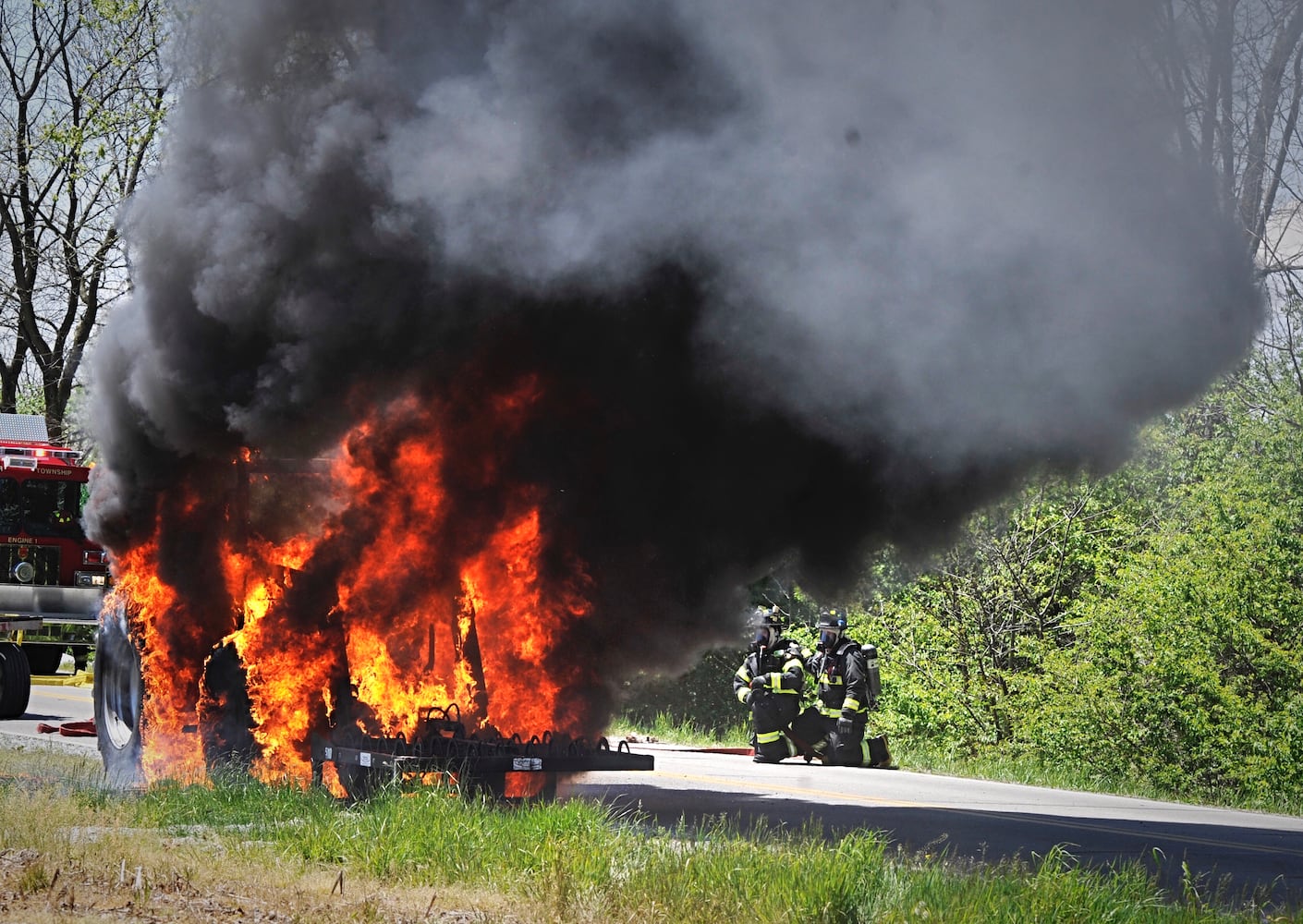 Tractor catches fire near Enon