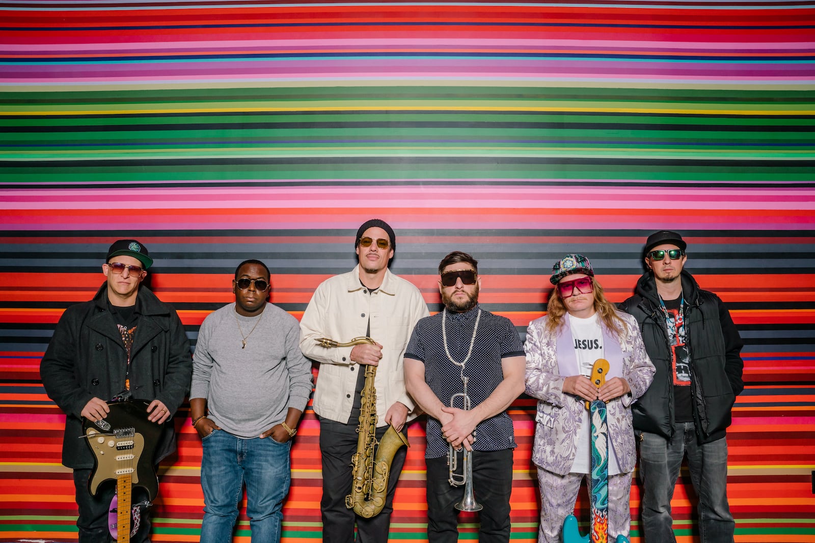 Boston-born funk act Lettuce, (left to right) Adam “Shmeeans” Smirnoff, Nigel Hall, Ryan Zoidis, Eric “Benny” Bloom, Eric “E.D.” Coomes and Adam Deitch, brings its 30th anniversary tour to Rose Music Center in Huber Heights on Friday, Aug. 12.