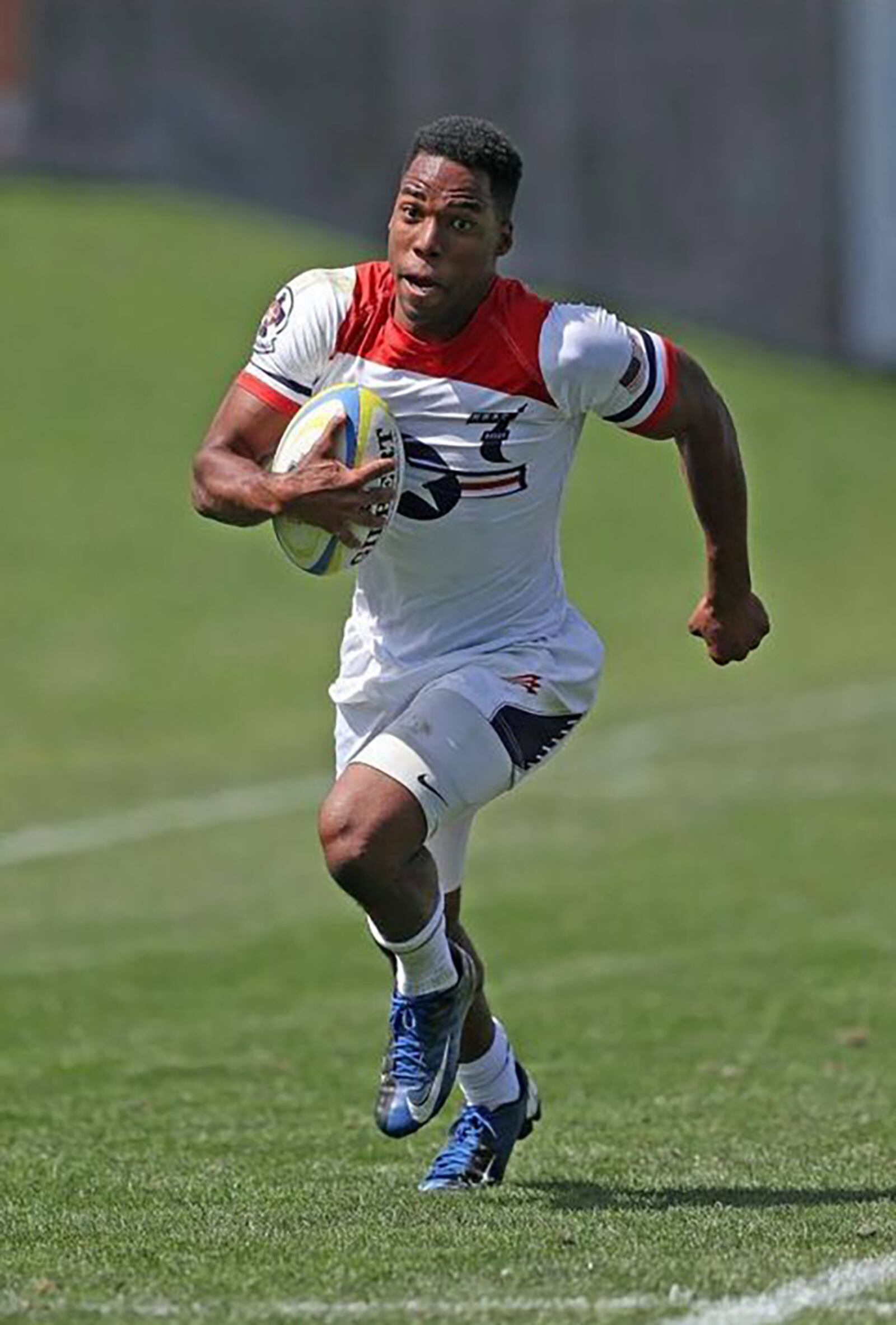 Air Force 1st Lt. Marquez Davis demonstrates his rugby skills as a member of the All-Air Force 15s Rugby Team in April 2020. COURTESY PHOTO/1ST LT. MARQUEZ DAVIS