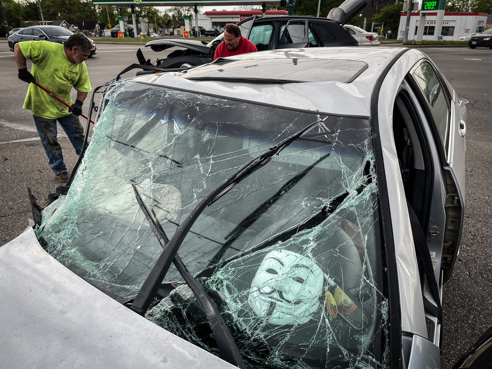 Four children were taken to area hospitals after a two-car crash Monday evening, May 10, 2021, at Salem Avenue and Free Pike in Harrison Twp. JIM NOELKER/STAFF