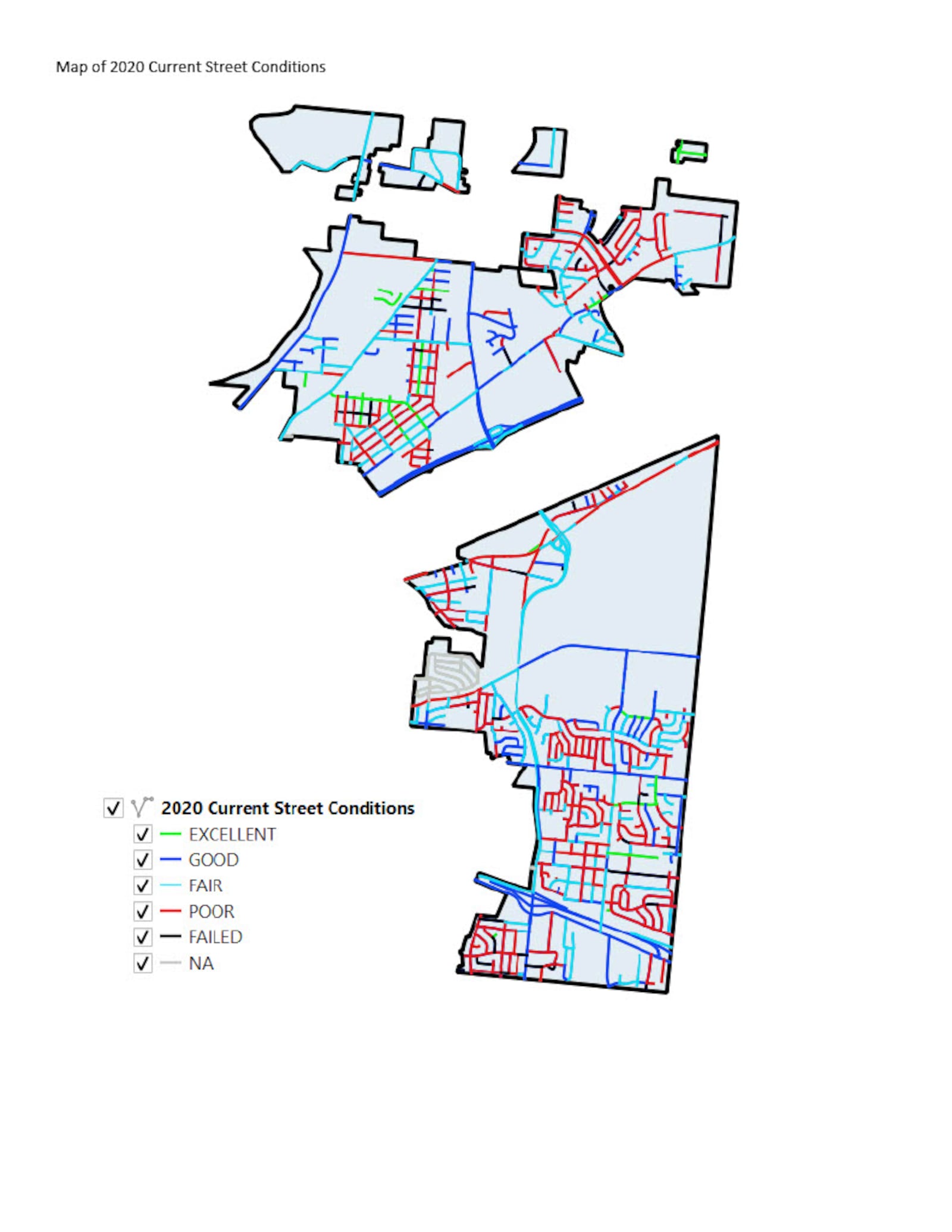 In 2020, 174 of Riverside's streets (57%) have a Pavement Condition Index (PCI) rating of 55 or below, meaning they need paved now.