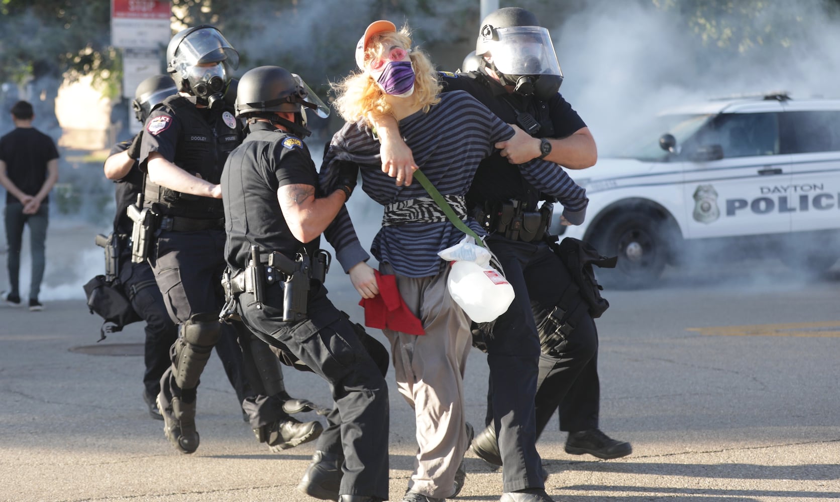 PHOTOS: Protesters, police clash Saturday night in downtown Dayton