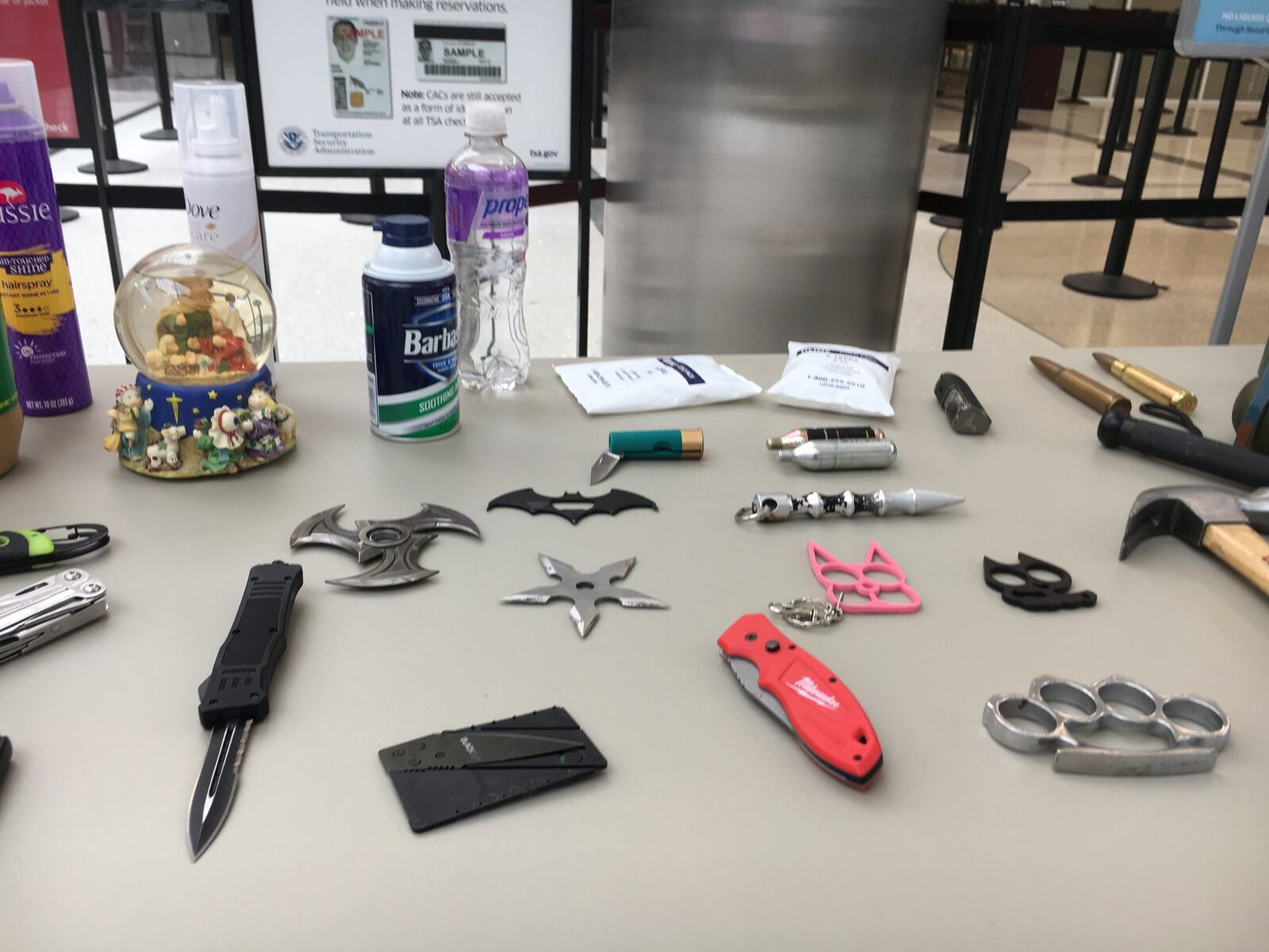 Five guns have been caught at TSA checkpoints at the Dayton International Airport so far this year. Other martial arts gear, knives and prohibited item have also been found. STAFF PHOTO / HOLLY SHIVELY