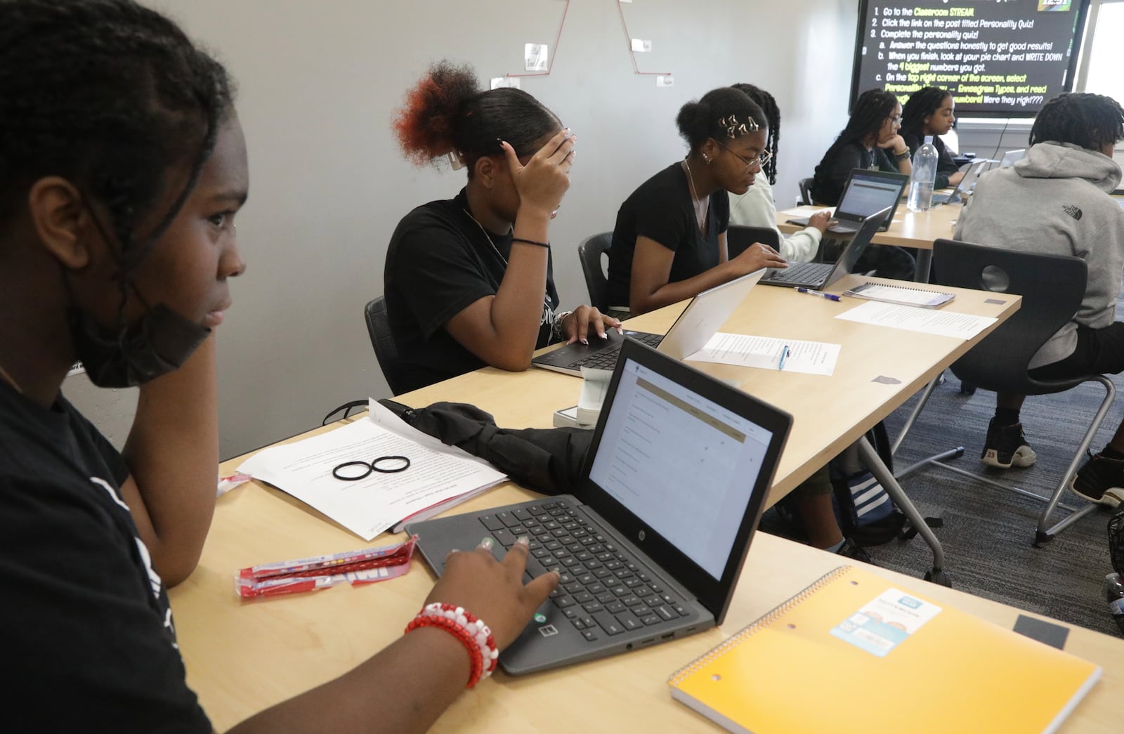 Students in a classroom at DECA High School using Chrome Books in class. BILL LACKEY/STAFF