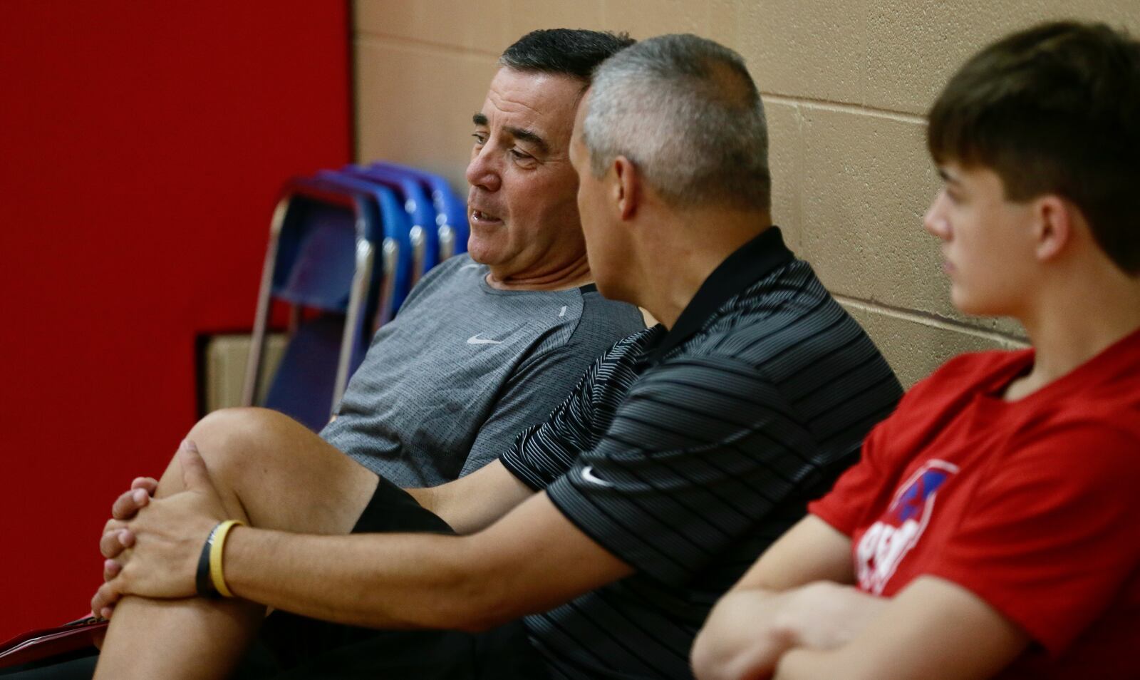 ESPN analyst Fran Fraschilla, left, watches Dayton during a summer practice at the Cronin Center on Monday, Aug. 1, 2022, in Dayton. David Jablonski/Staff