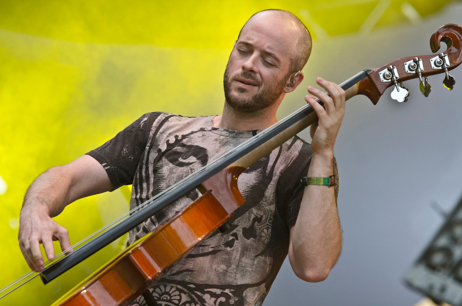 Ben Kaufmann of Yonder Mountain String Band pictured at the 2012 All Good Music Festival at Legend Valley near Columbus, Ohio. Yonder Mountain String Band will perform Aug. 11 in Huber Heights. 