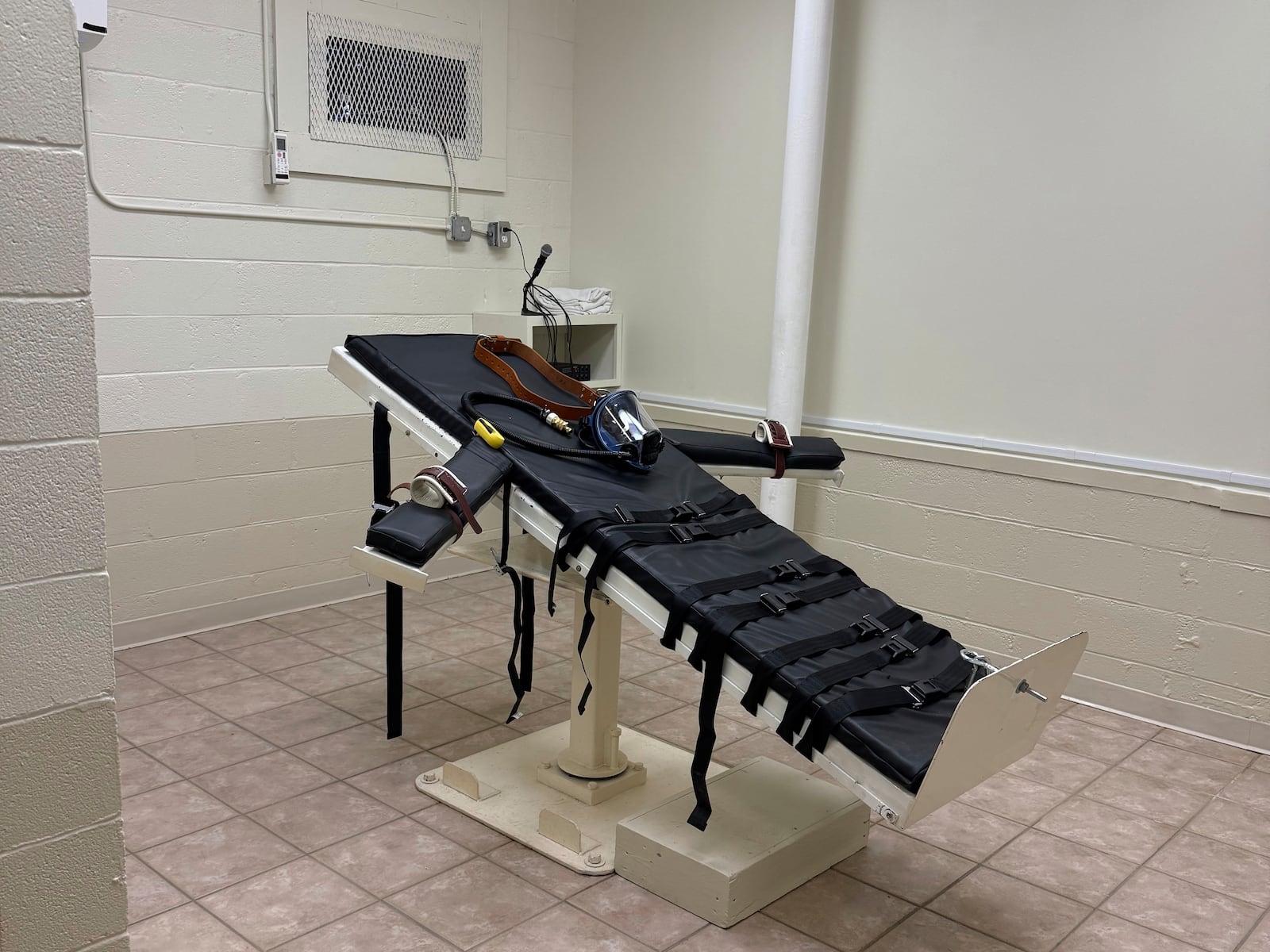 An undated photo provided by The Promise of Justice Initiative shows the gurney in the new execution chamber at the Louisiana State Penitentiary. (The Promise of Justice Initiative via AP)