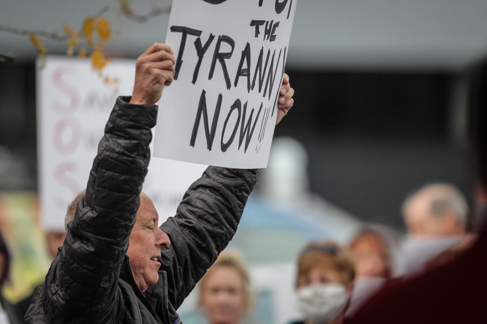 Mike Schmitz was among the local restaurant, bar owners and supporters peacefully protesting COVID-19 restrictions at a rally in Beavercreek late Thursday afternoon.