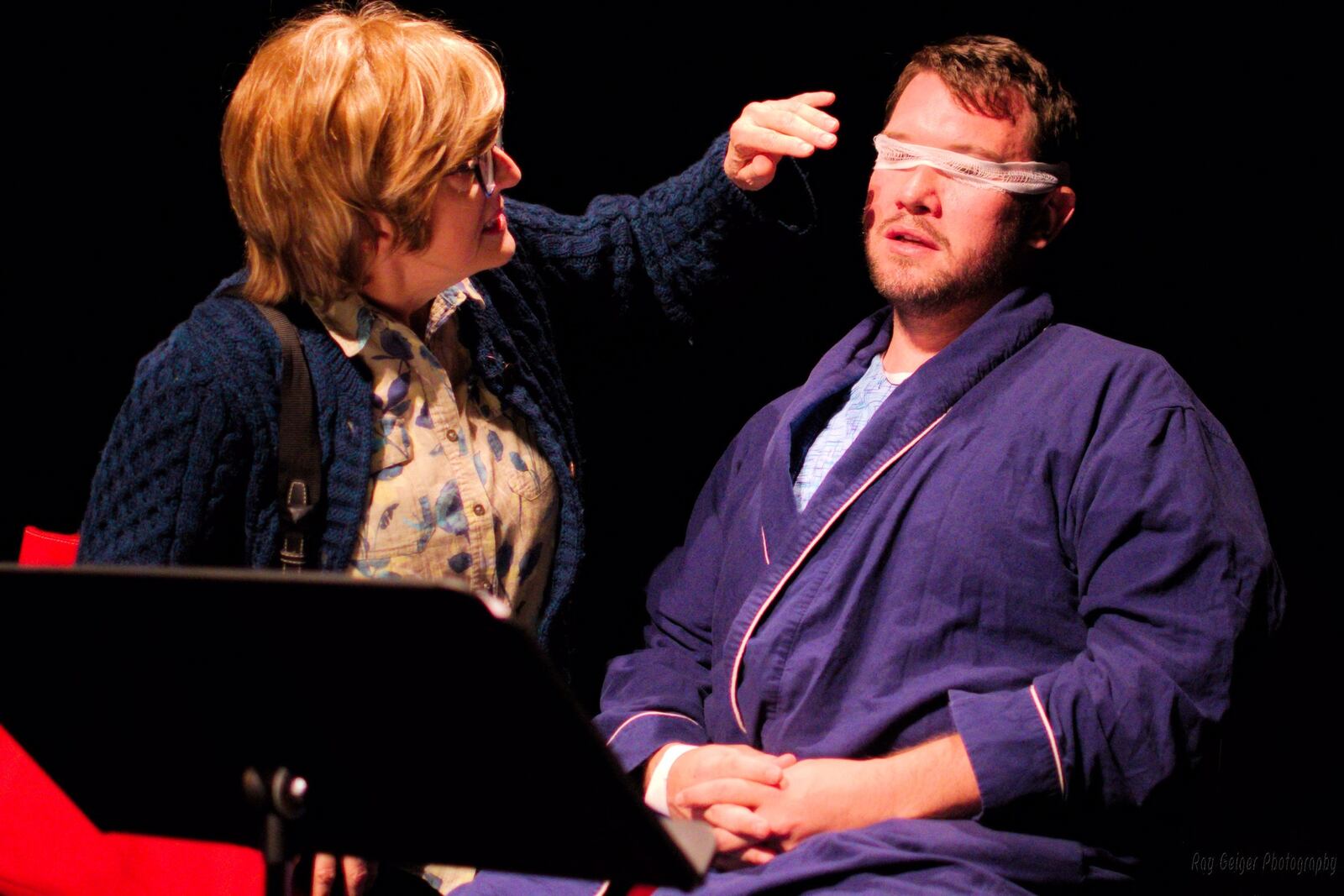 Libby Scancarello (Joan) and Tim Welsh (Matt) in the Dayton Playhouse FutureFest production of "The Cure." The play will have a fully staged presentation March 14-23, 2025 at the Playhouse. PHOTO BY RAY GEIGER