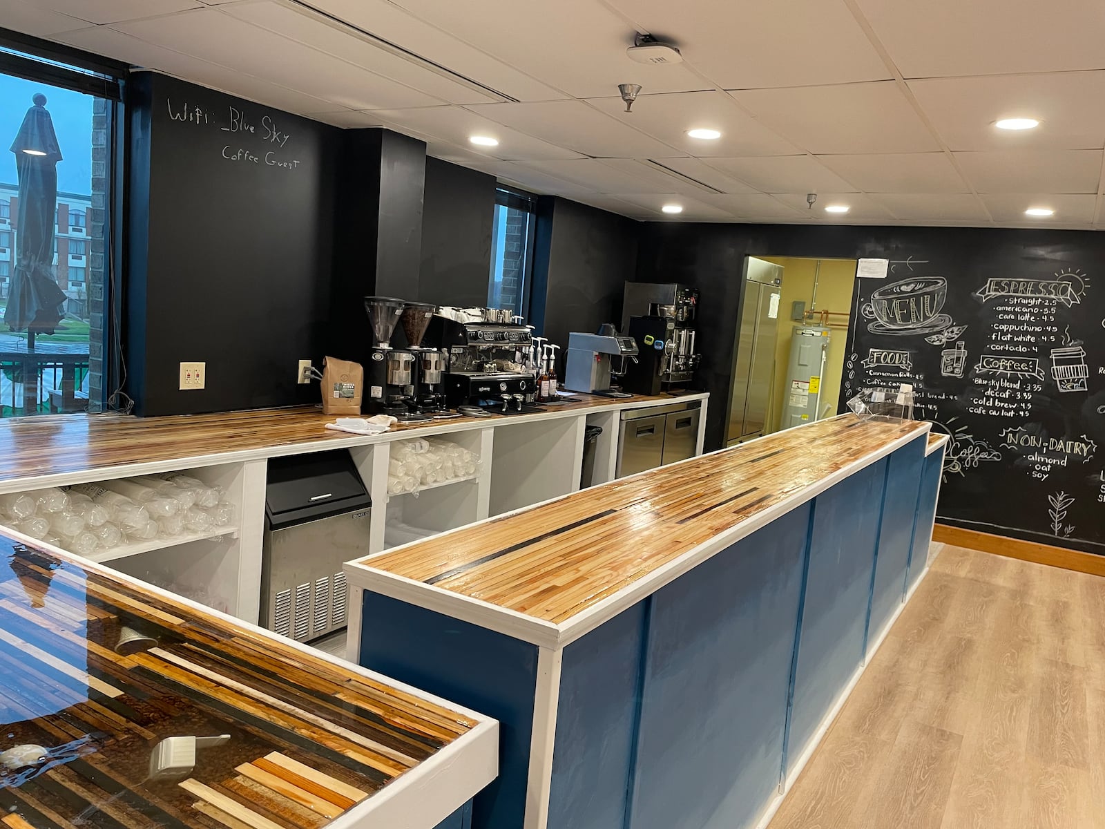 Blue Sky Coffee, a new coffee shop and creative space across from Wright State University in the Emergence Center at 3070 Presidential Drive, is now open. NATALIE JONES/STAFF