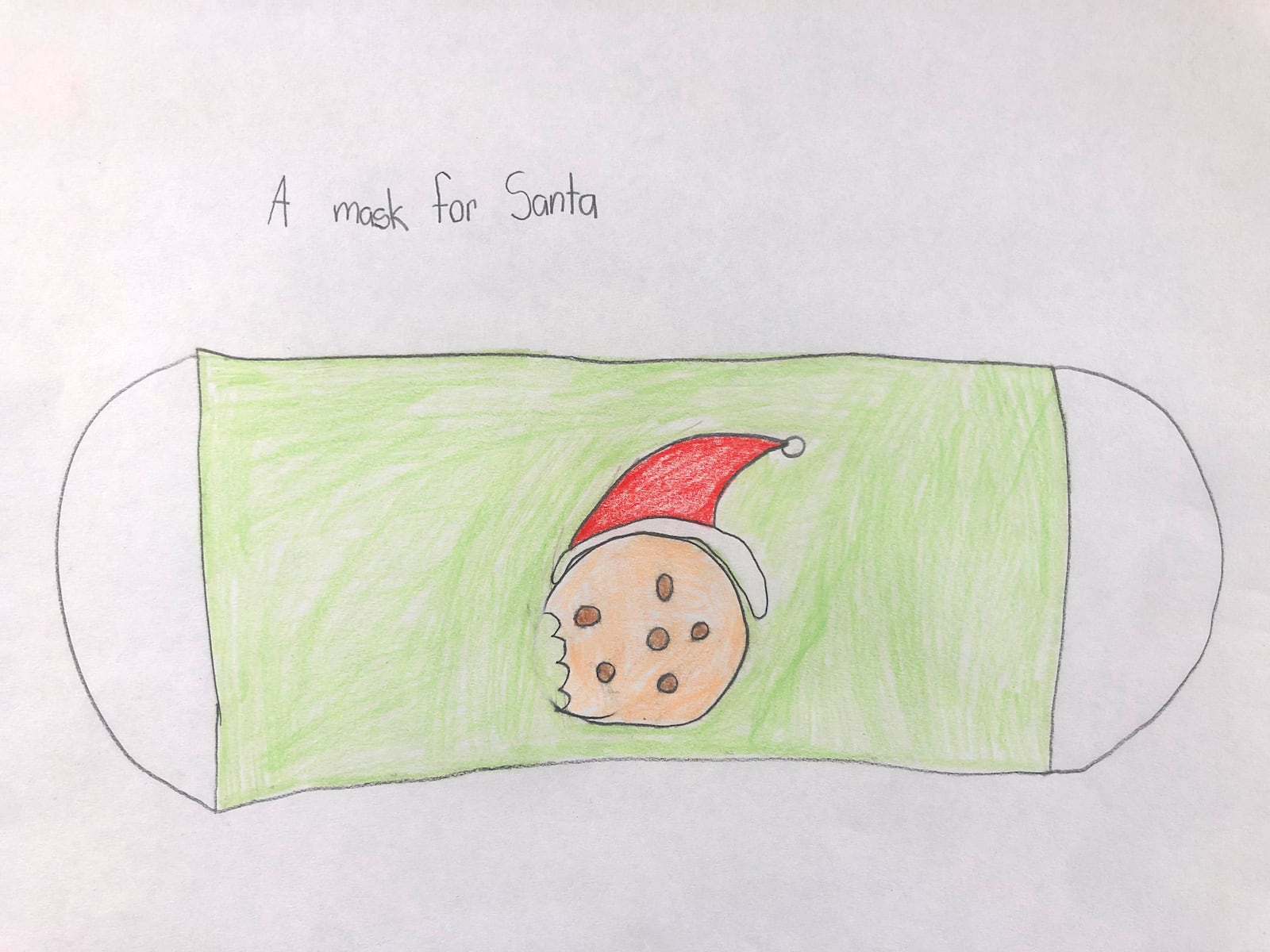 In Phoenix Dailey’s design, a cookie is wearing a Santa hat. “Santa loves to eat a lot of cookies while he delivers presents to all of the kids,” says the 7-year-old who is a second grader at Prass Elementary School in Kettering. “This mask will help him be safe from coronavirus on Christmas Eve.” CONTRIBUTED