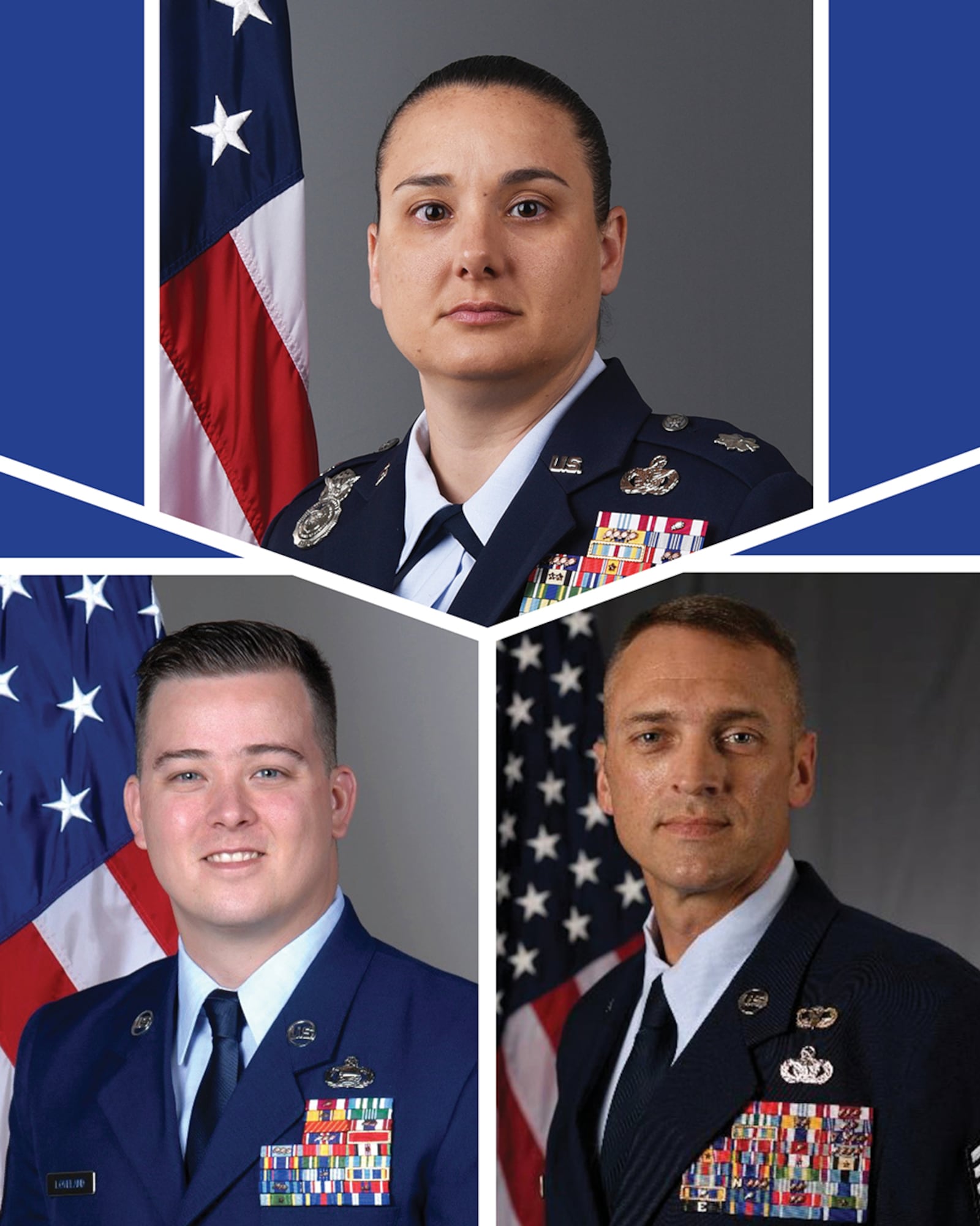 Lt. Col. Nicole Schatz, Chief Master Sgt. Justin Walker and Master Sgt. Sean Loveland