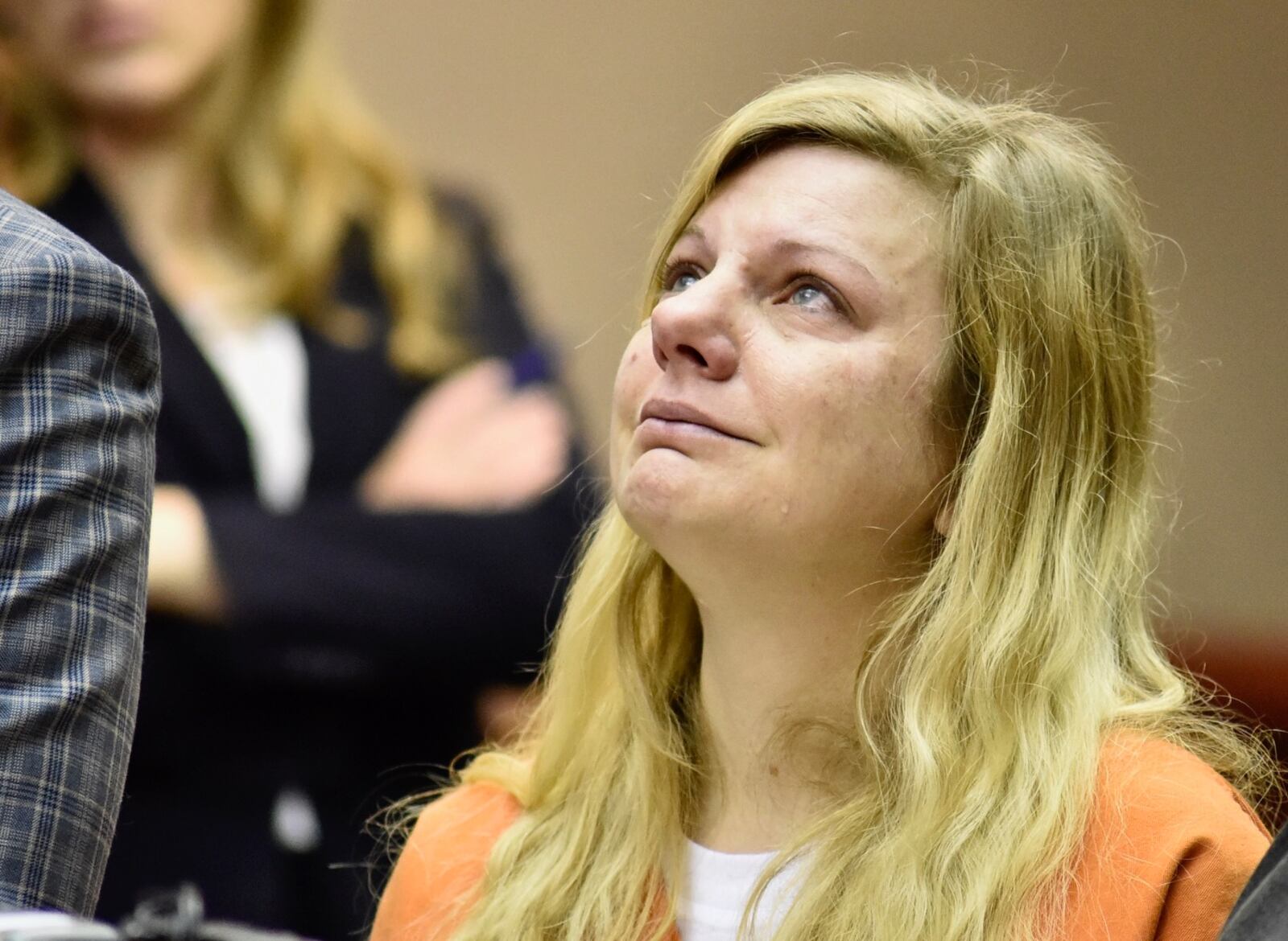 Lindsay Partin reacts during her sentencing hearing on Thursday, May 9, 2019, for murder and child endangering in the death of 3-year-old Hannah Wesche in March 2018. NICK GRAHAM / STAFF