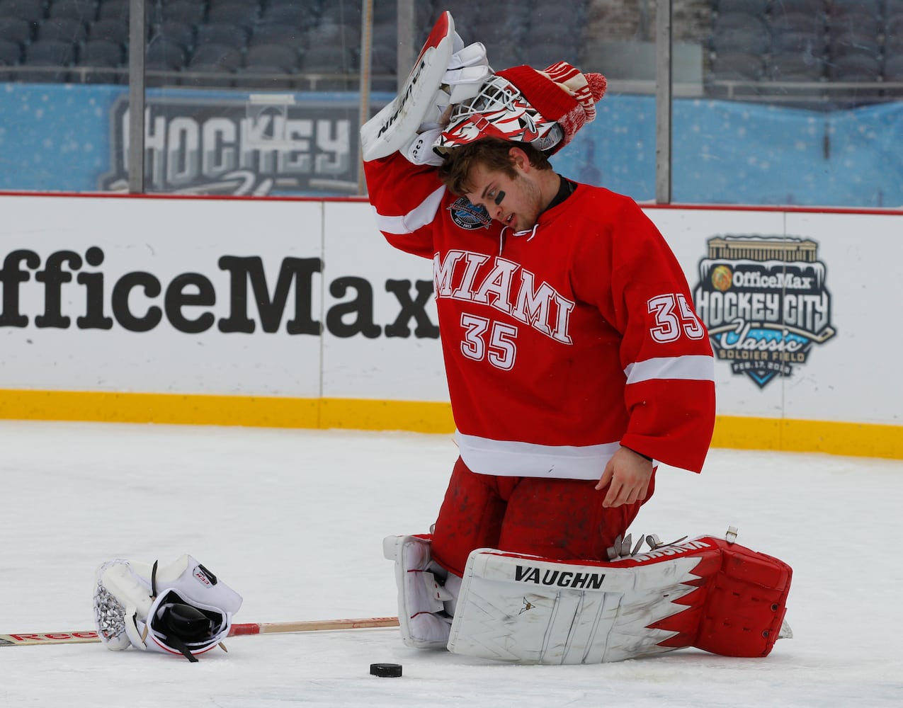 Miami Hockey Practices at Soldier Field