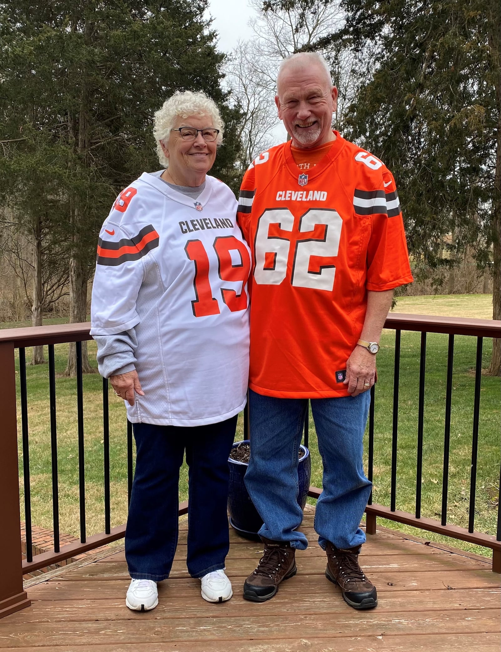 Scott Stahl, president of the Union City (Ohio) Browns Backers Club and his wife Judy. They  helped start the club in 1987. Over the years they have attended nine Super Bowls, though none with the Browns, who are one of just four NFL teams not to play in the gala championship game.  CONTRIBUTED