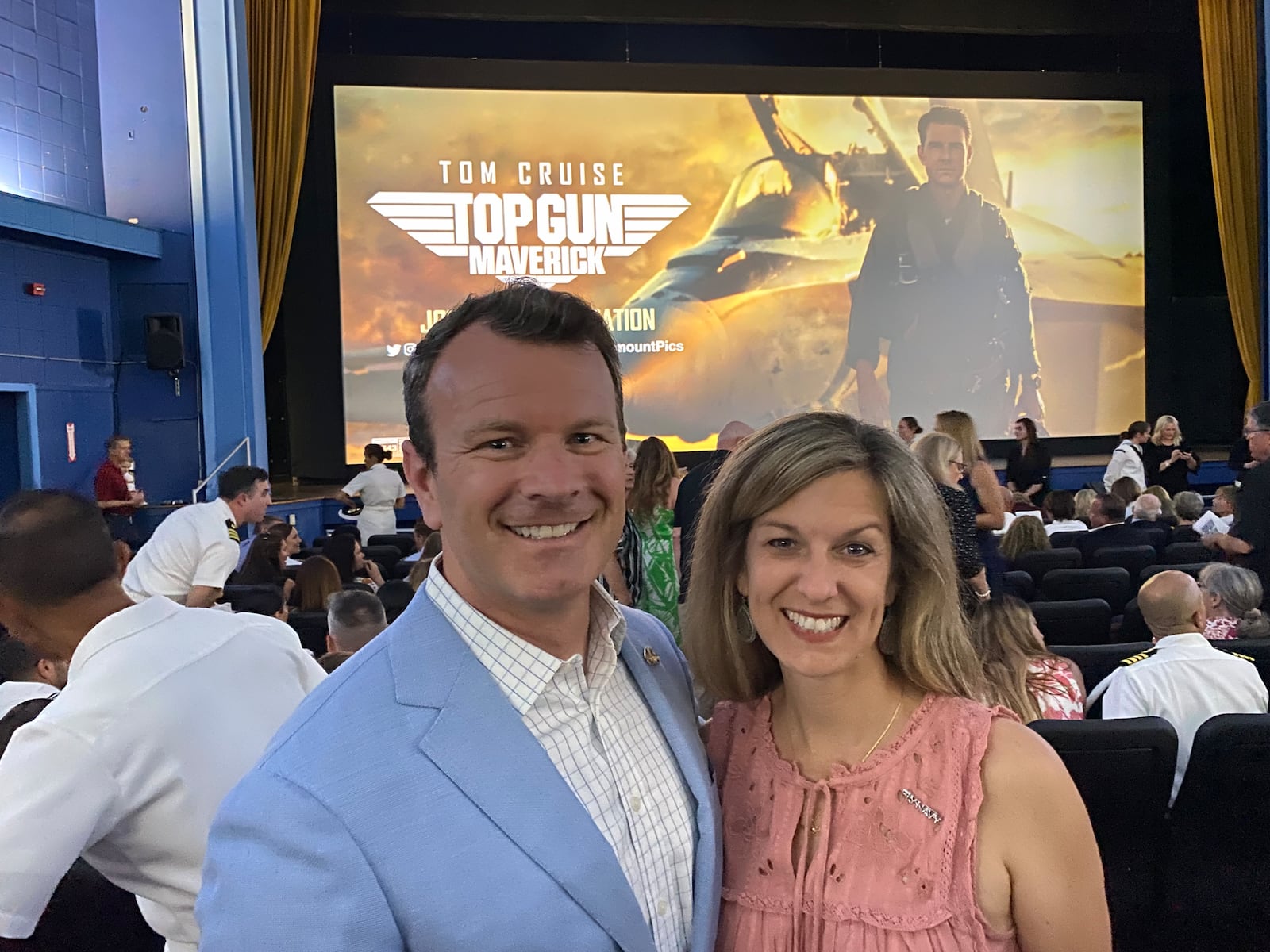 Northmont High grad Tim Slentz and his wife Christina attend the Navy premiere of the Top Gun Maverick movie, on North Island on May 4. CONTRIBUTED PHOTO