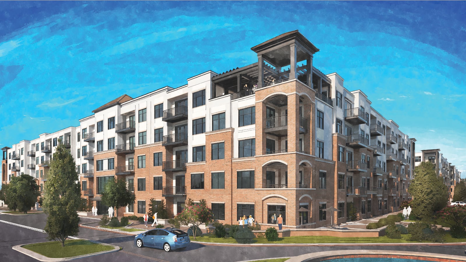 HILLS Properties has broken ground on The Residences at Clocktower, a 326-unit luxury, multi-family community being built in West Chester Twp. that will offer residents unrivaled convenience with easy access to local dining, shopping, and entertainment.  RENDERING/CONTRIBUTED