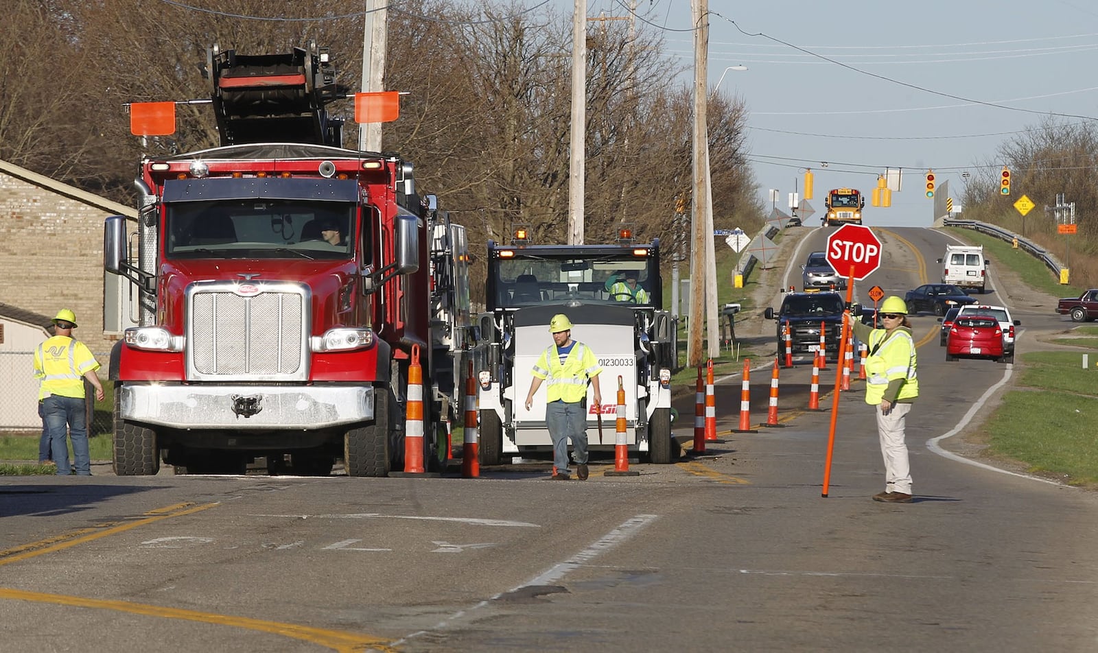 The repaving of Second Street in Xenia has begun. The $1.05 million project to replace the bumpy, pock-marked asphalt is expected to take about two months according to city officials. This view looks west from Ottawa Drive to U.S. 35. While this project does not involve gas tax revenues, the city may use the new gas tax funding for projects like it. TY GREENLEES / STAFF