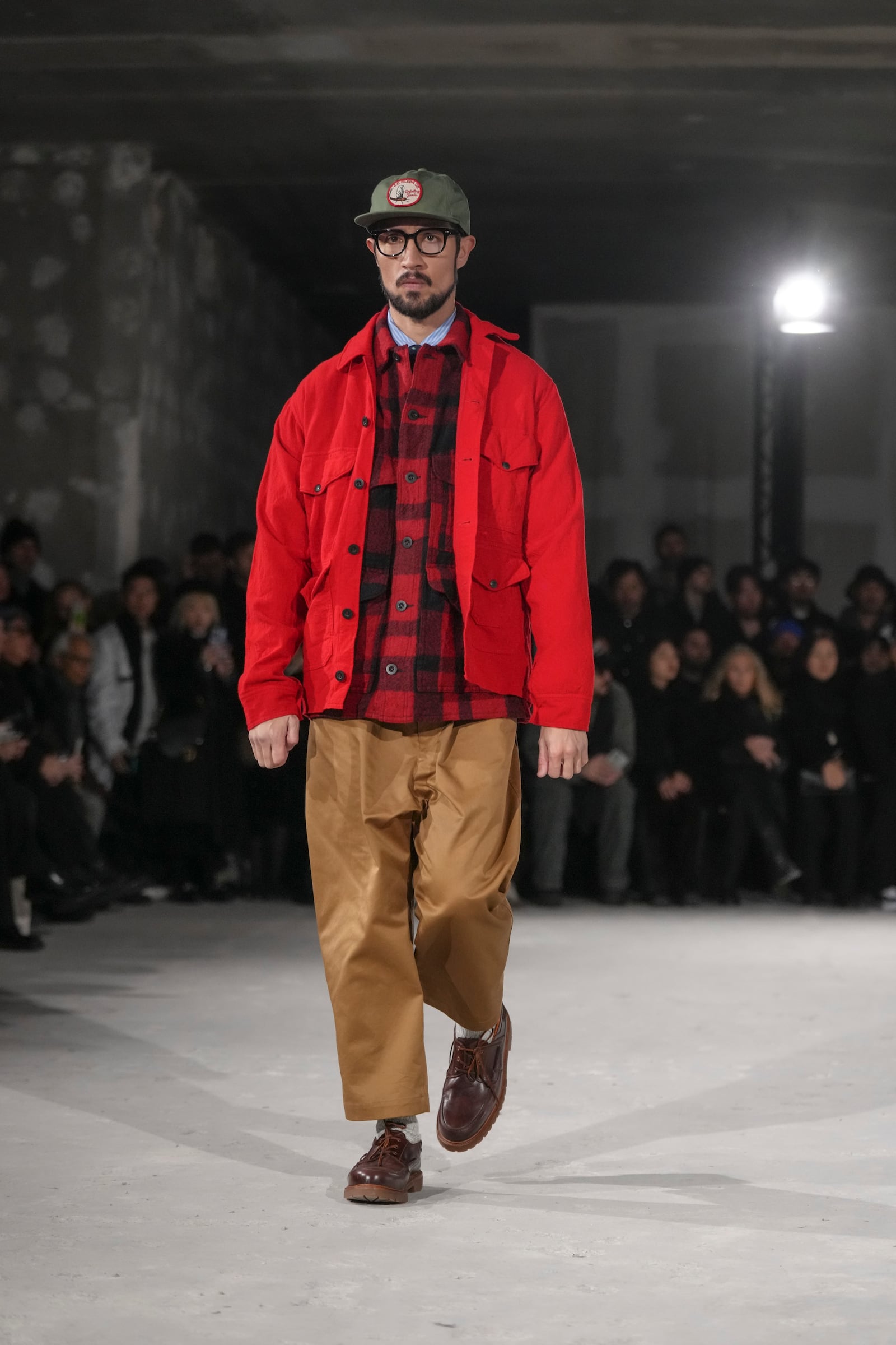 A model wears a creation as part of the men's Junya Watanabe Fall-Winter 2025-2026 collection, that was presented in Paris, Friday, Jan. 24, 2025. (AP Photo/Thibault Camus).