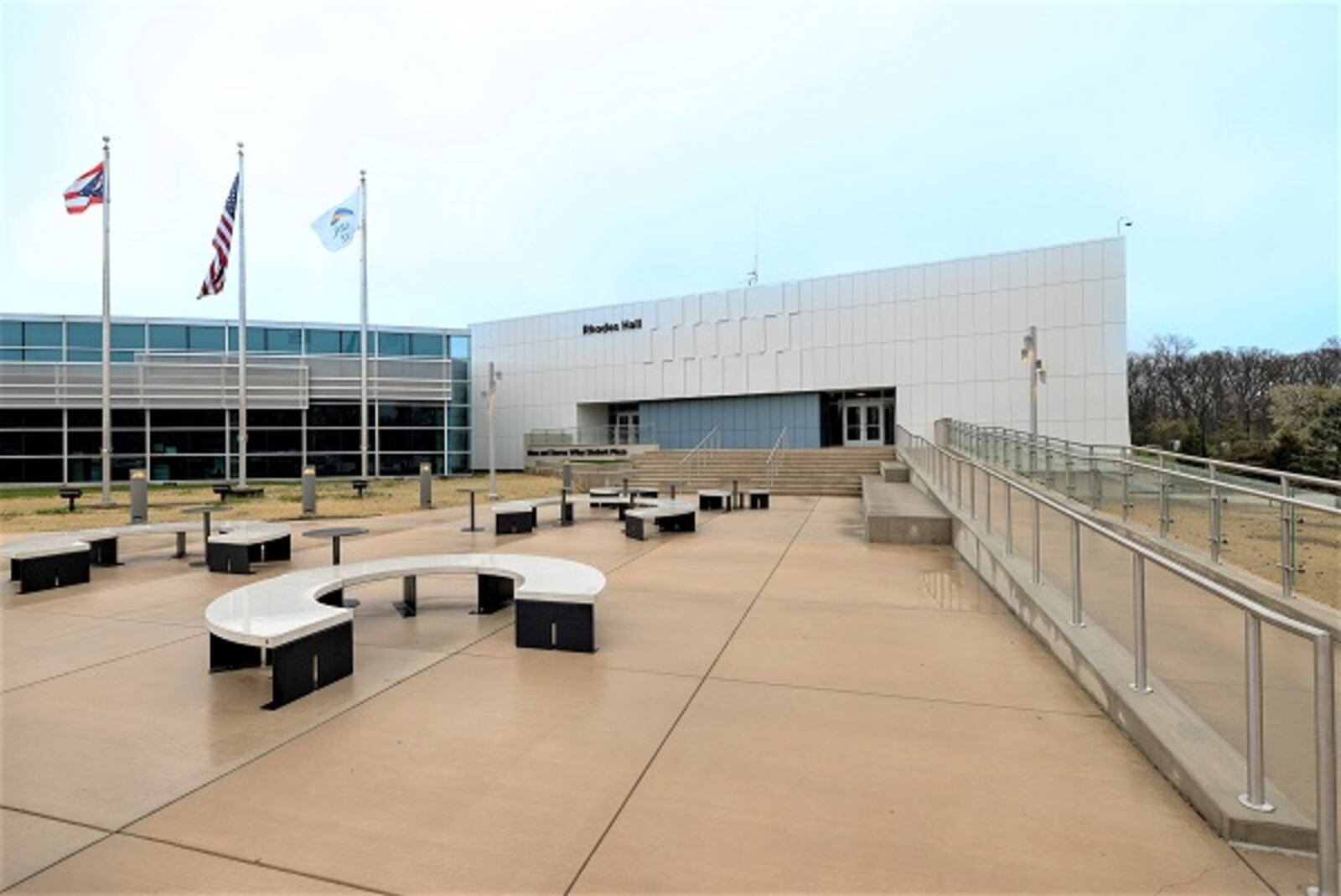 The new exterior of Clark State's Rhodes Hall. Contributed