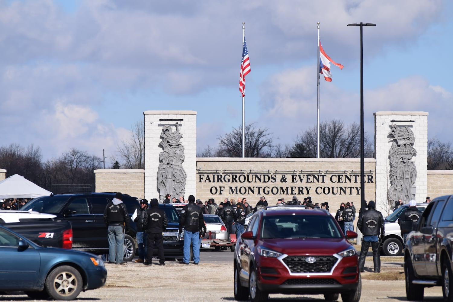 PHOTOS: Thousands of Outlaws attend motorcycle gang leaders funeral at Montgomery County Fairgrounds.