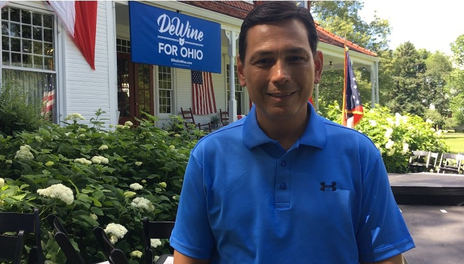 Former U.S. Rep. Steve Austria of Beavercreek attended Ohio Attorney General Mike DeWine’s Ice Cream Social on Sunday when DeWine announced he is running for governor. LYNN HULSEY/Staff