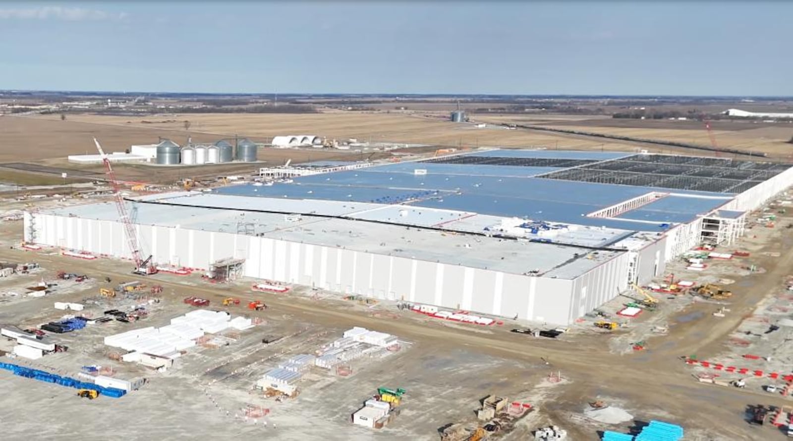 An overhead view of the LG Energy Solution and Honda joint venture EV battery production facility being constructed near Jeffersonville. Honda photo