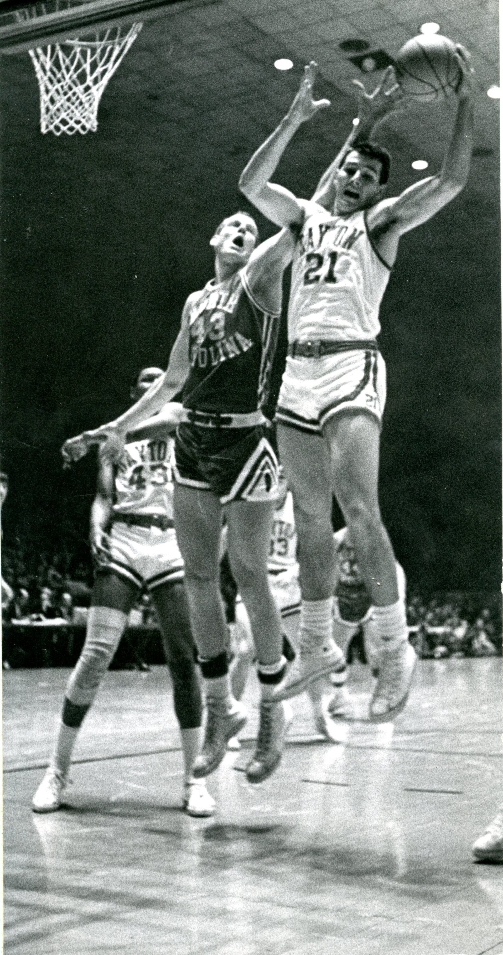 Don May, a University of Dayton junior, in a 1967 NCAA tournament national semifinal game against North Carolina. DAYTON DAILY NEWS ARCHIVE