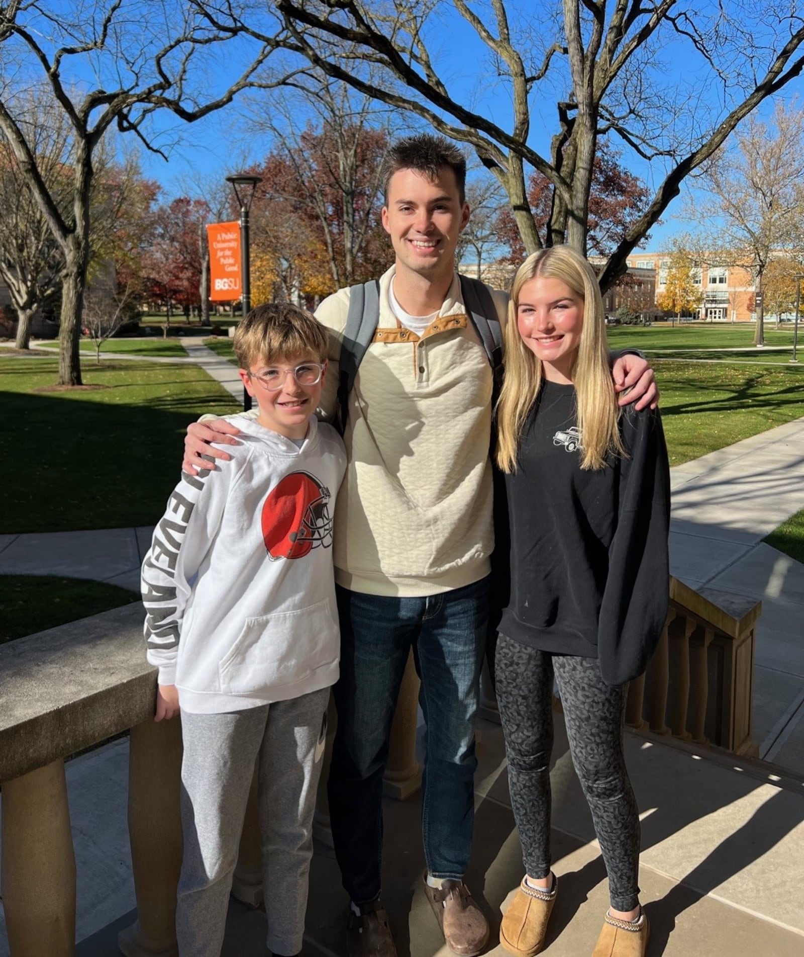 Riley Blankenship at Bowling Green flanked by his siblings -- brother Joey and sister Reese. CONTRIBUTED