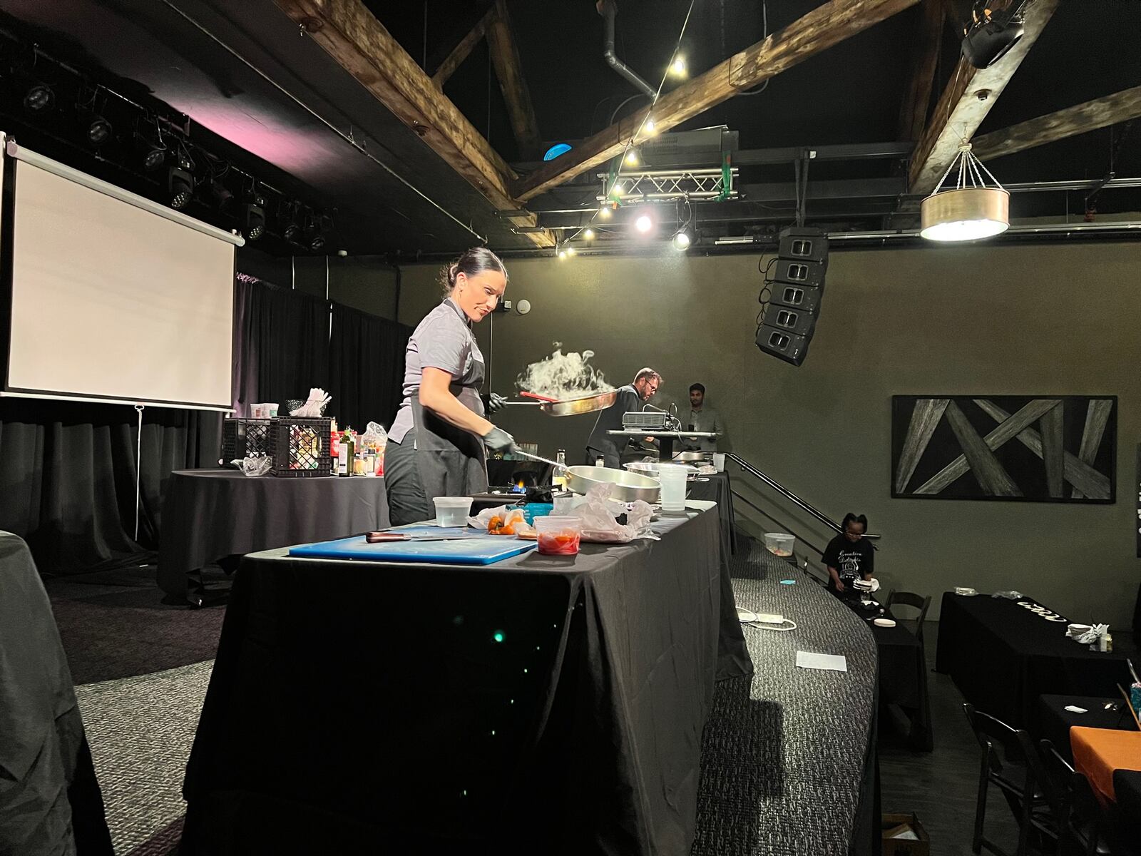 Katy Evans, Executive Chef of Coldwater Cafe participates in the Diced Dayton Chef's Challenge at the Brightside Music Venue. ALEXIS LARSEN/CONTRIBUTED