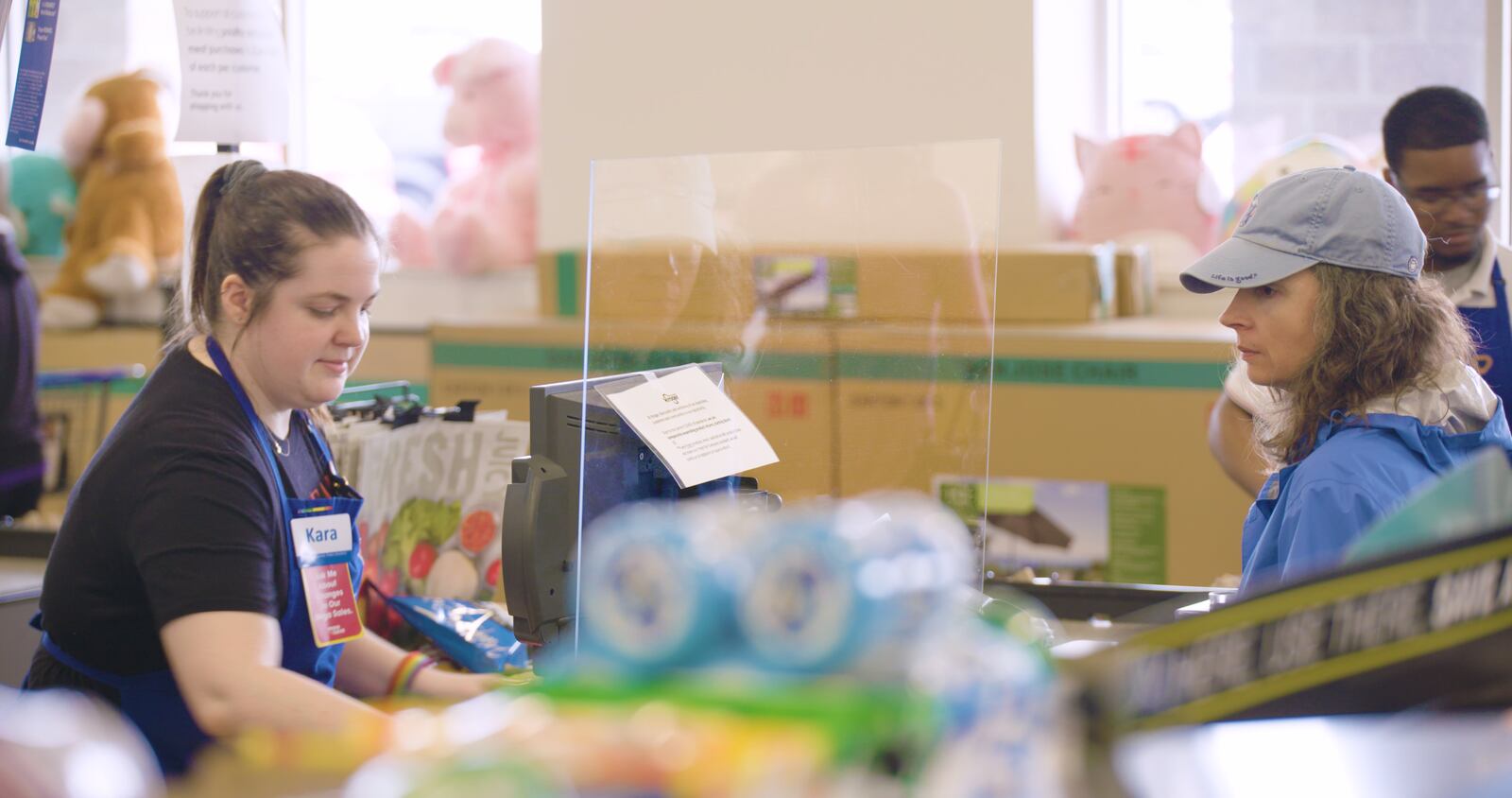 Kroger stores will start erecting plexiglass “sneeze guard” partitions at cash registers this week to protect workers and customers from COVID-19, according to spokeswoman Erin Rolfes.