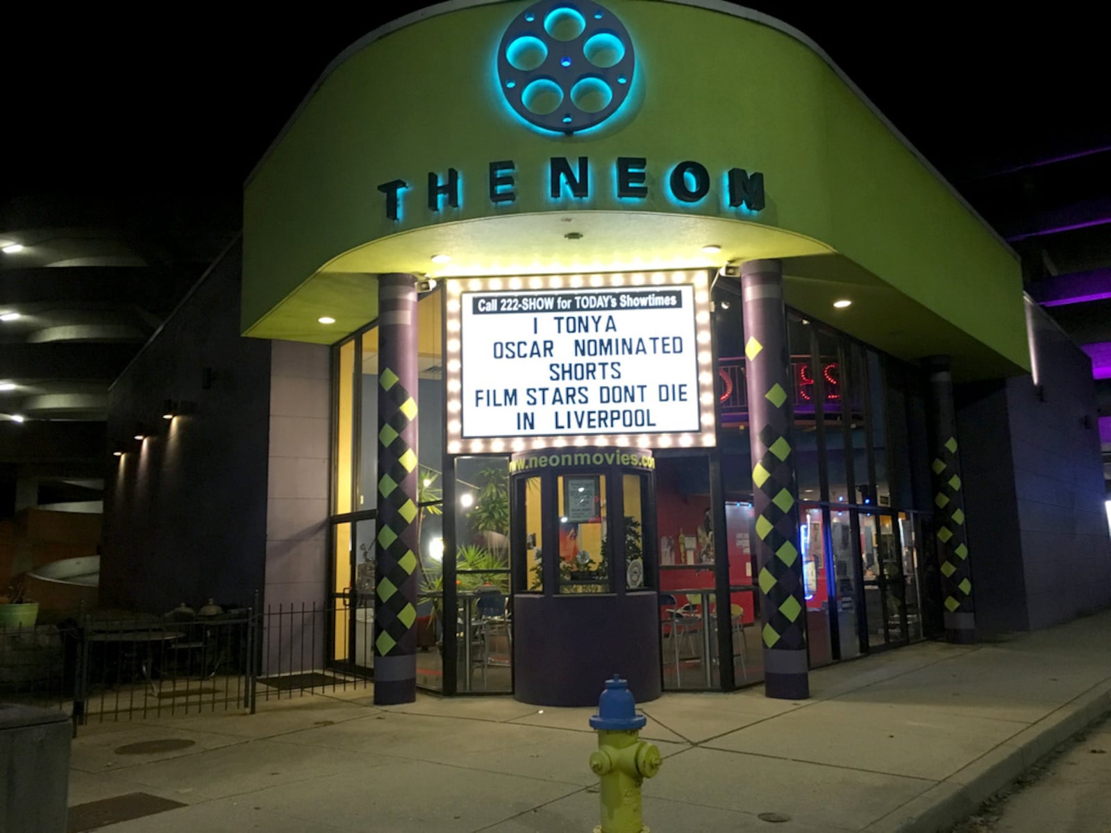 The Neon movie theater in downtown Dayton's new marquee was installed on Feb. 19, 2018.  Photo: Amelia Robinson