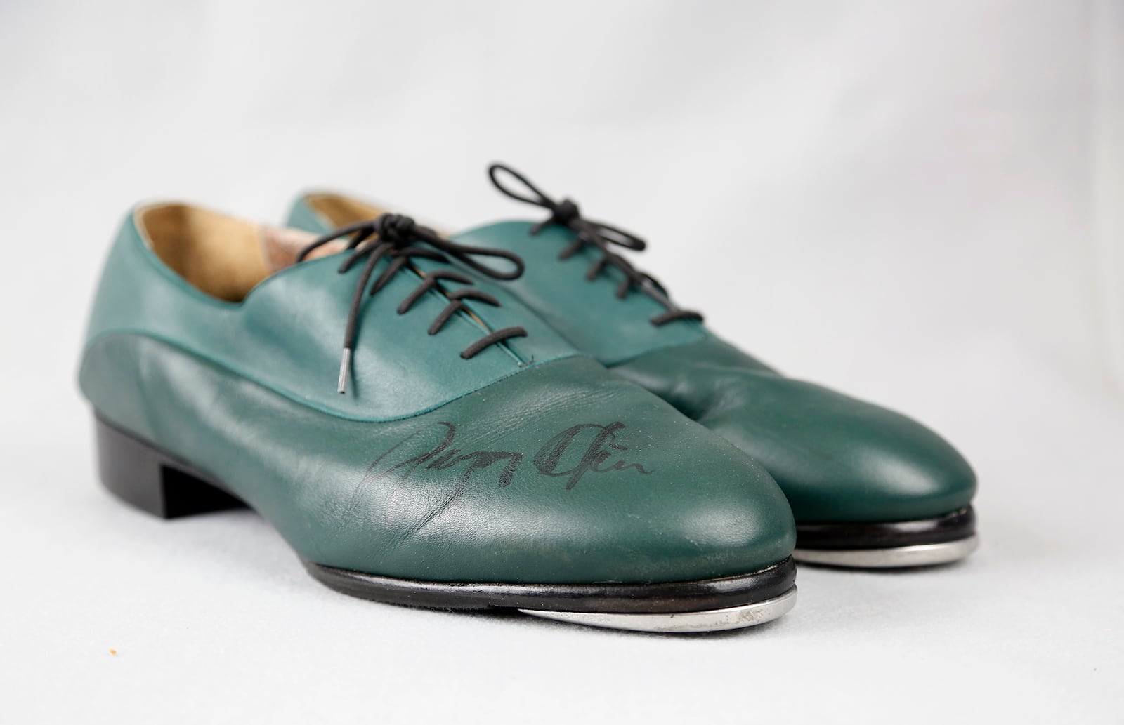 A pair of autographed tap shoes that belonged to the dancer, actor and singer Gregory Hines is part of the National Afro-American Museum & Cultural Center in Wilberforce. LISA POWELL / STAFF