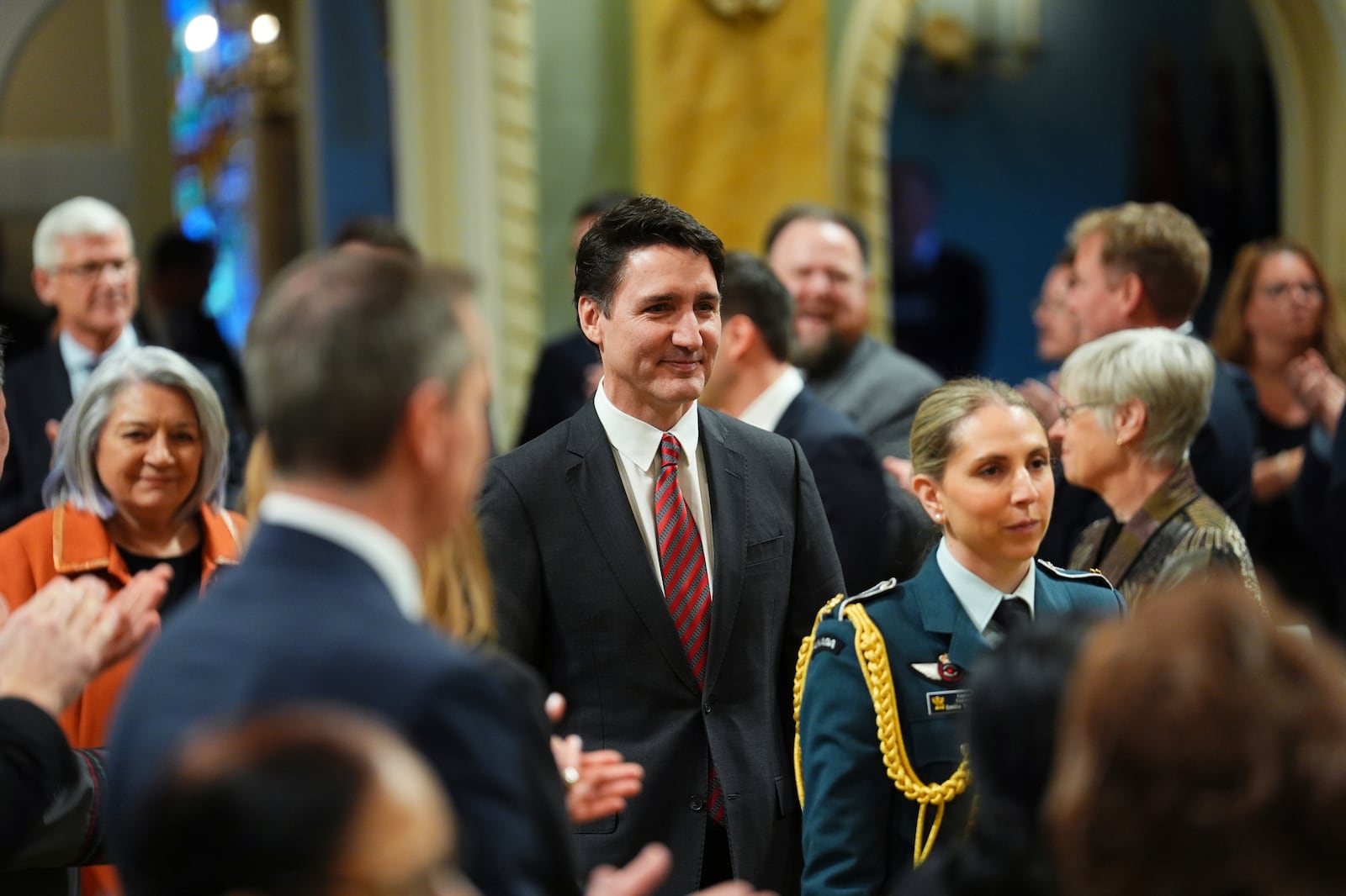 Prime Minister Justin Trudeau arrives at a cabinet swearing-in ceremony at Rideau Hall in Ottawa, on Friday, Dec.20, 2024.(Sean Kilpatrick /The Canadian Press via AP)