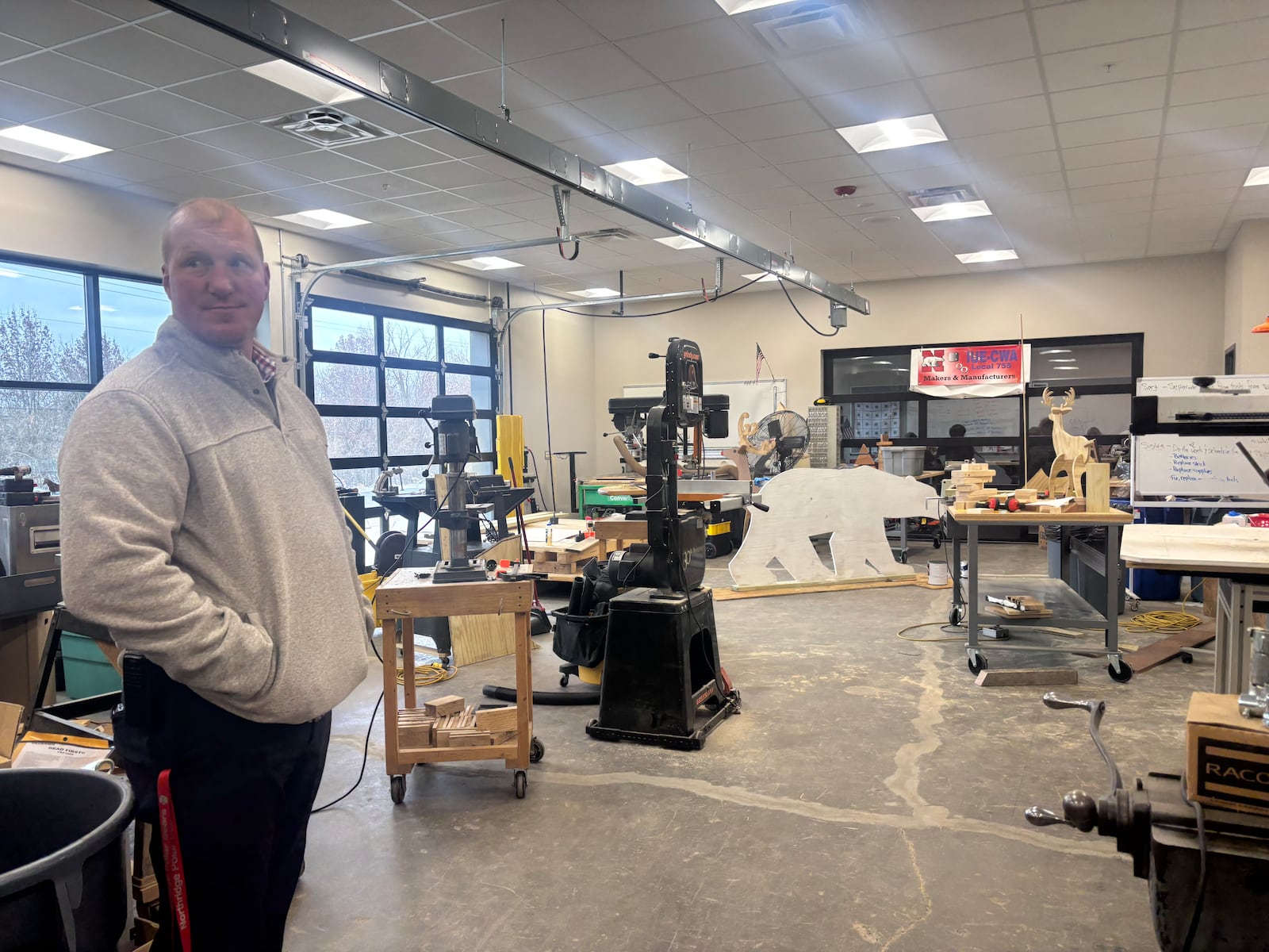 Josh Roeth, six through 12th grade student success administrator, in the Northridge Career Tech Center's manufacturing classroom. Eileen McClory / staff