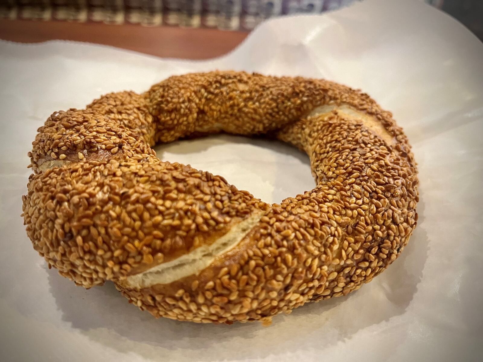 Cafe Attaleia is open at 8383 N. Main St. in Clayton. Pictured is a Simit (sesame bagel). NATALIE JONES/STAFF